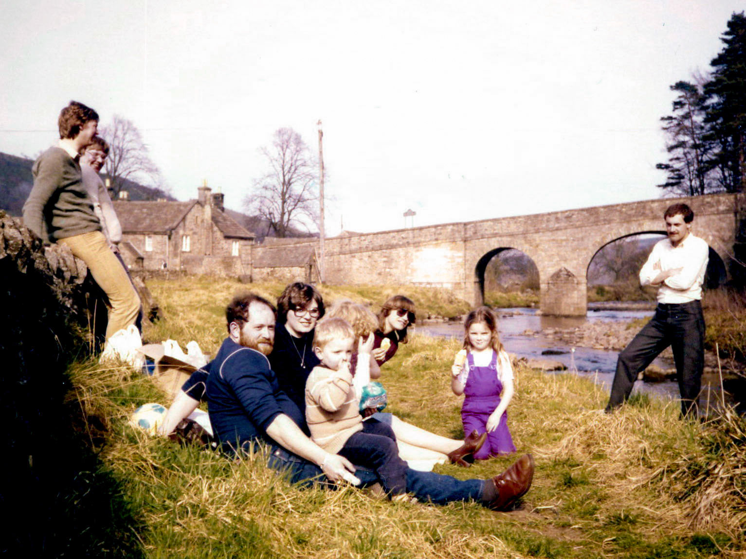 Blanchland Easter 1981 with Dave Rhodes, Andy Brown, John Worth, Sue and Peter, Lesley, Gary and Vanessa Reed
