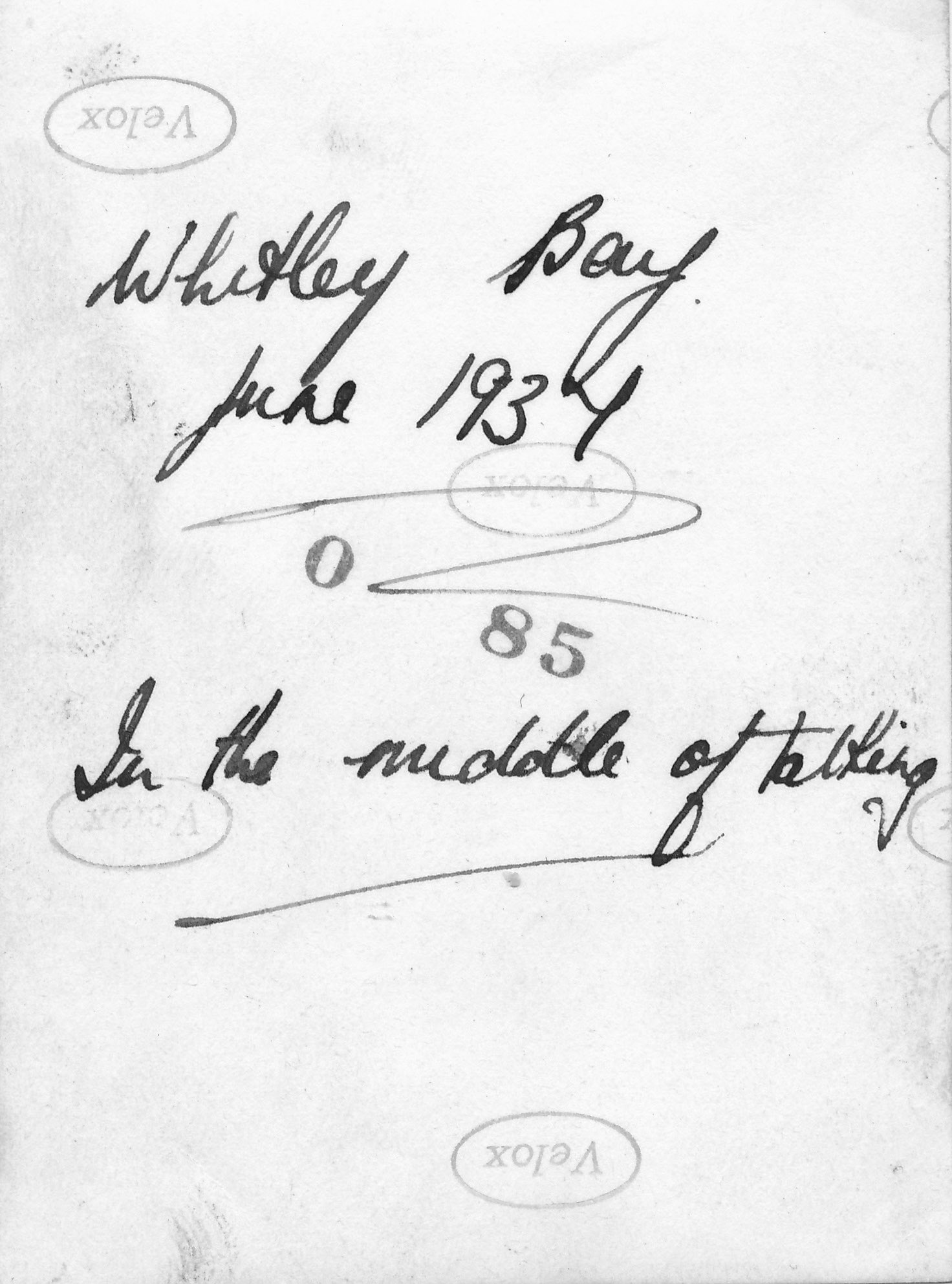 "Irene. Whitley Bay. June 1937. In the middle of talking" side 2