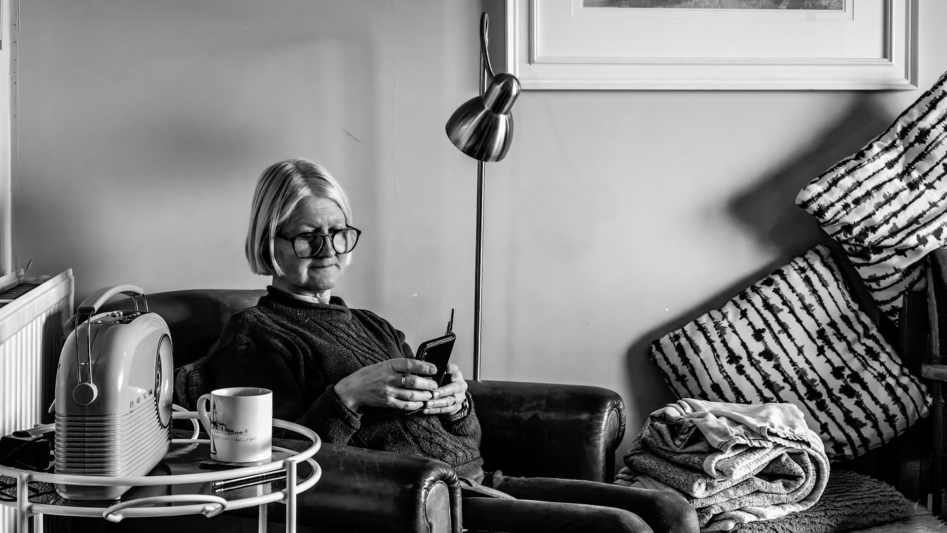 Annie reads in the evening