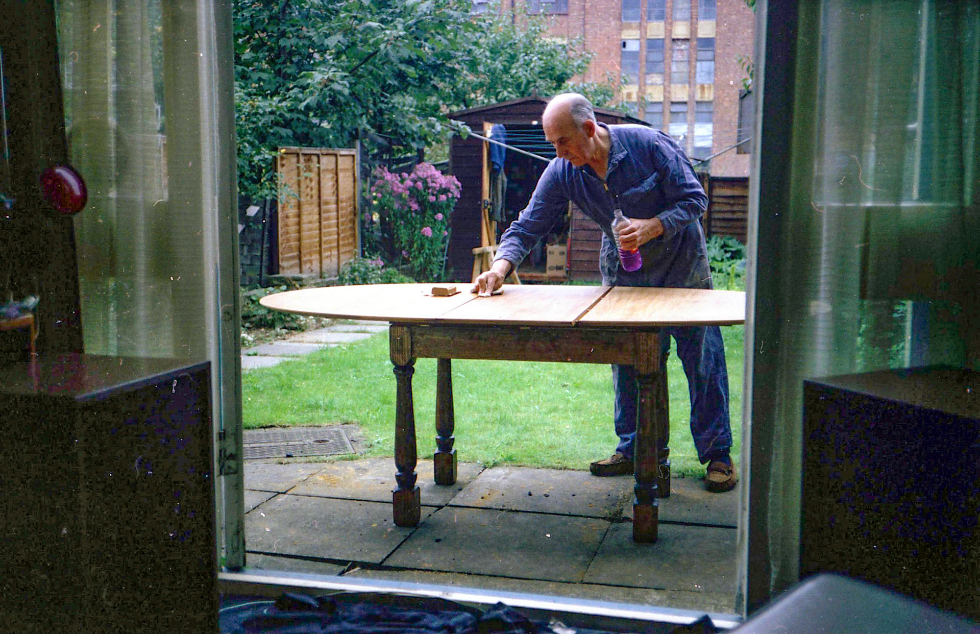 Frank French poishing the table he made for us.