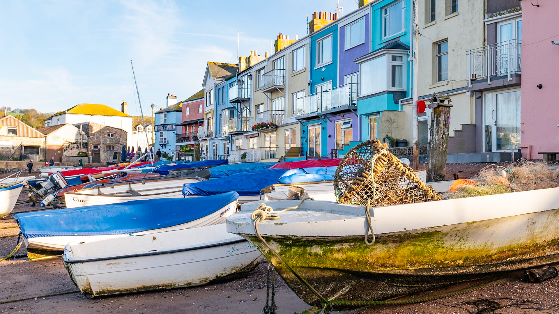 Boats on the beach at low tide