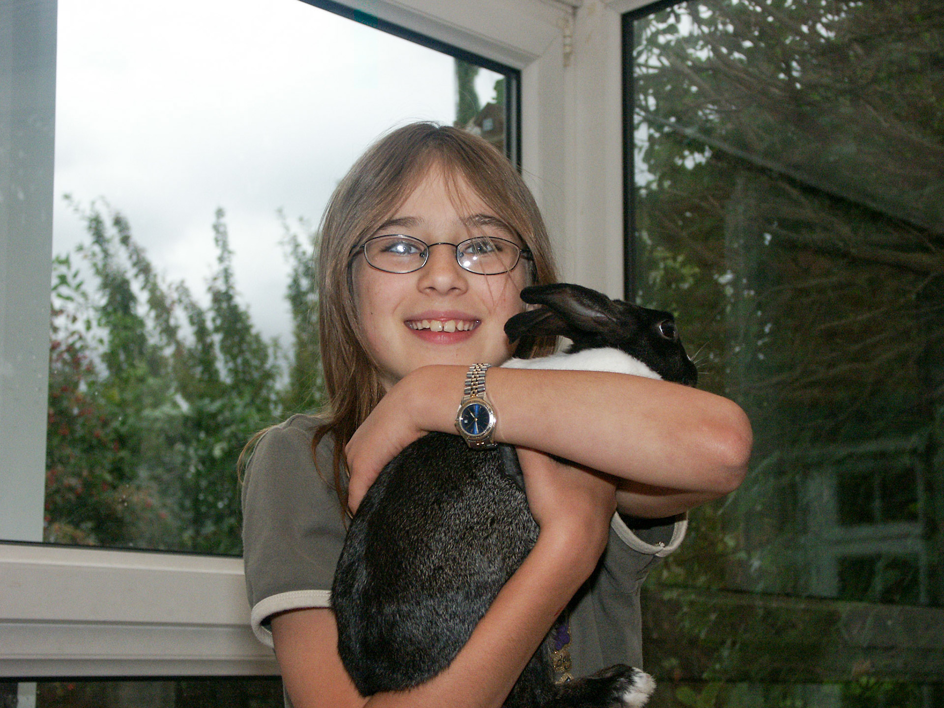 AJ and her rabbit
