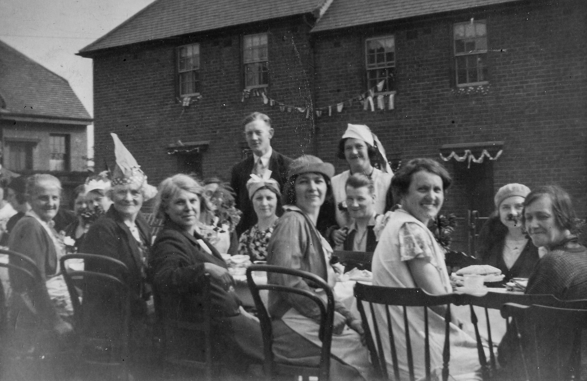 1945 street party. Looks like Lily Hill 2nd in from the right.