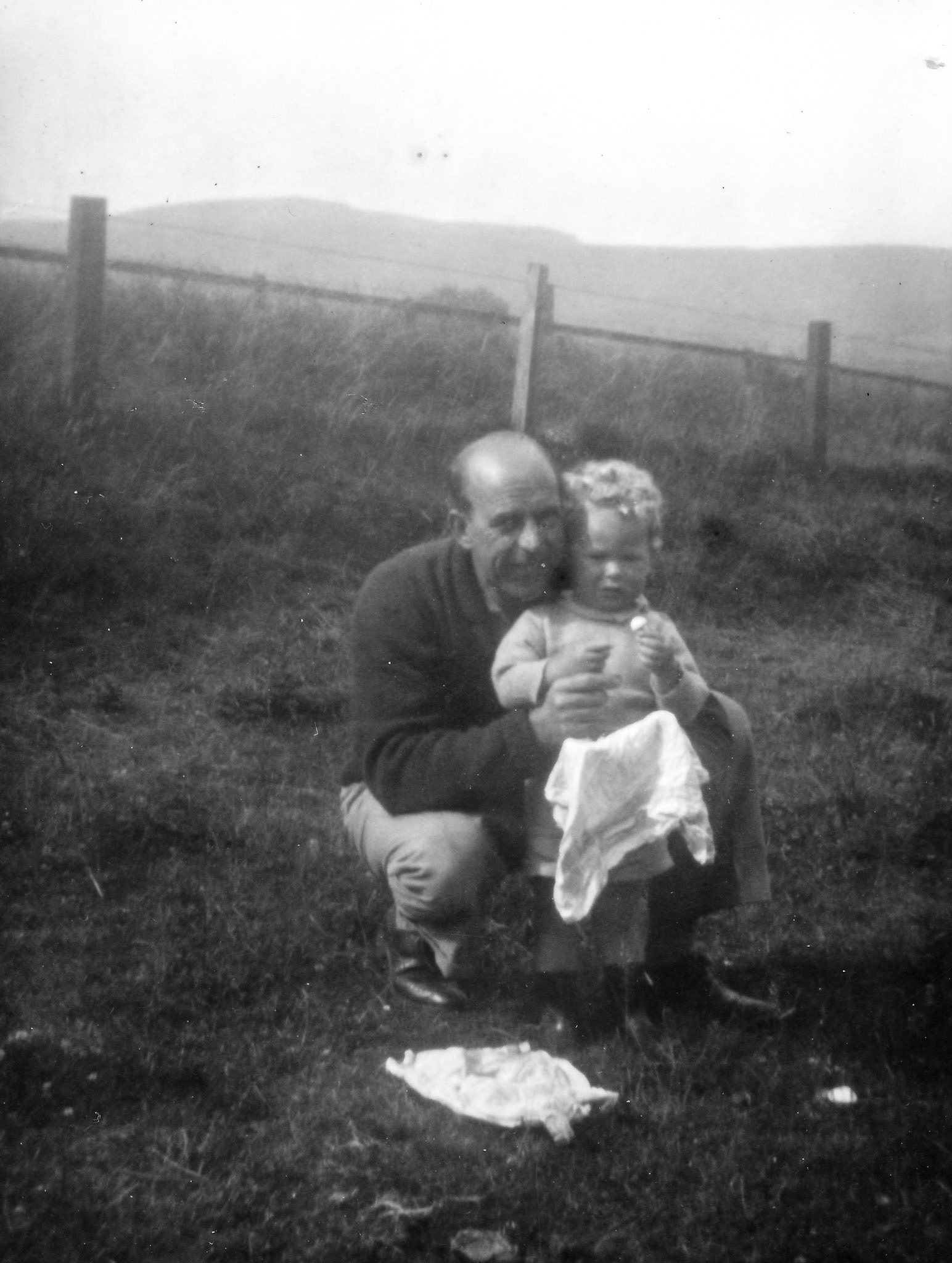 "On holiday at the Presbyterian Manse at Thropton. Picking mushrooms in the field"