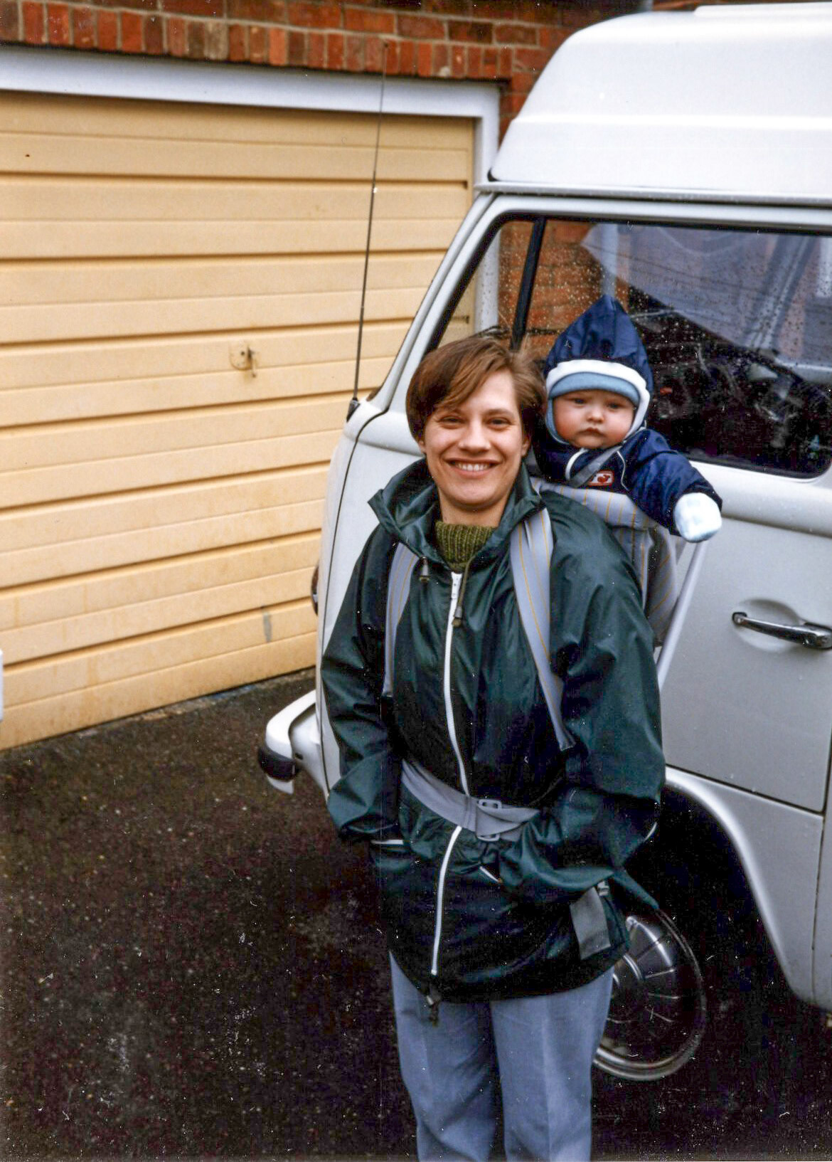 Ready for the walk - outside our side in Drayton. Our VW Camper Van is in the drive.