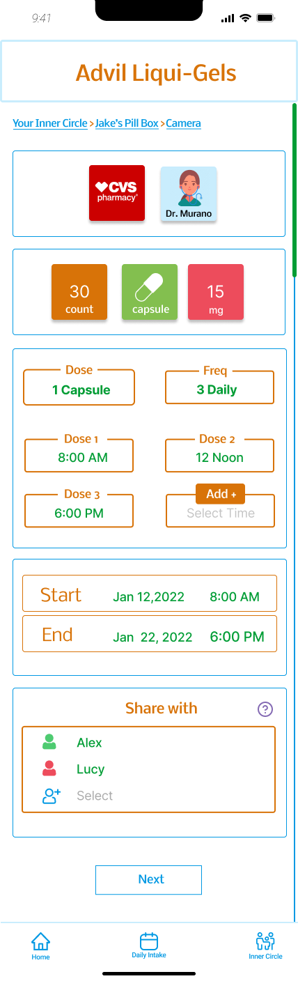What your individual item for intake can be set up as