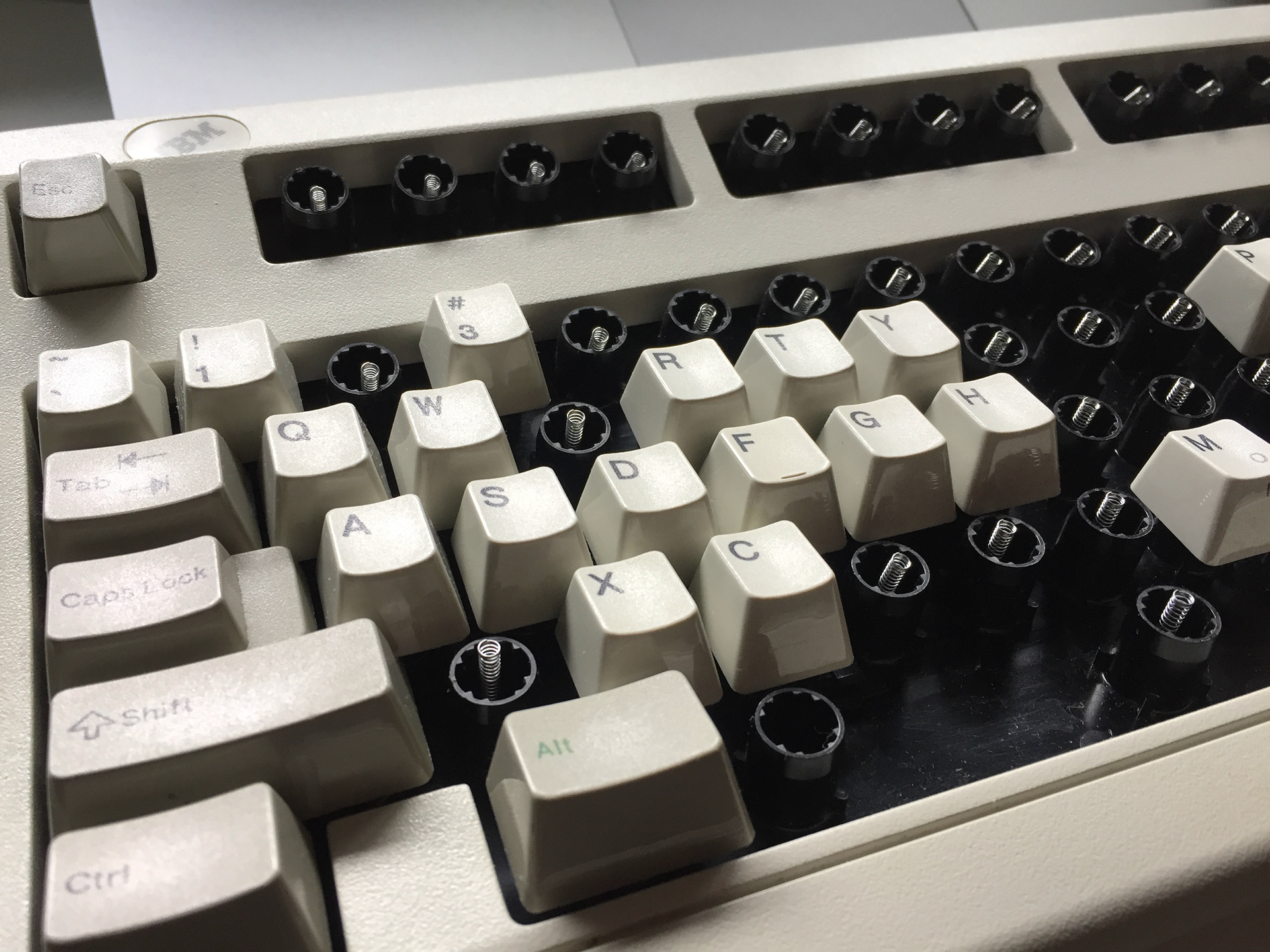 Some buckling spring action on my rare IBM Model M Space Saving keyboard (SSK), since sold. 2019