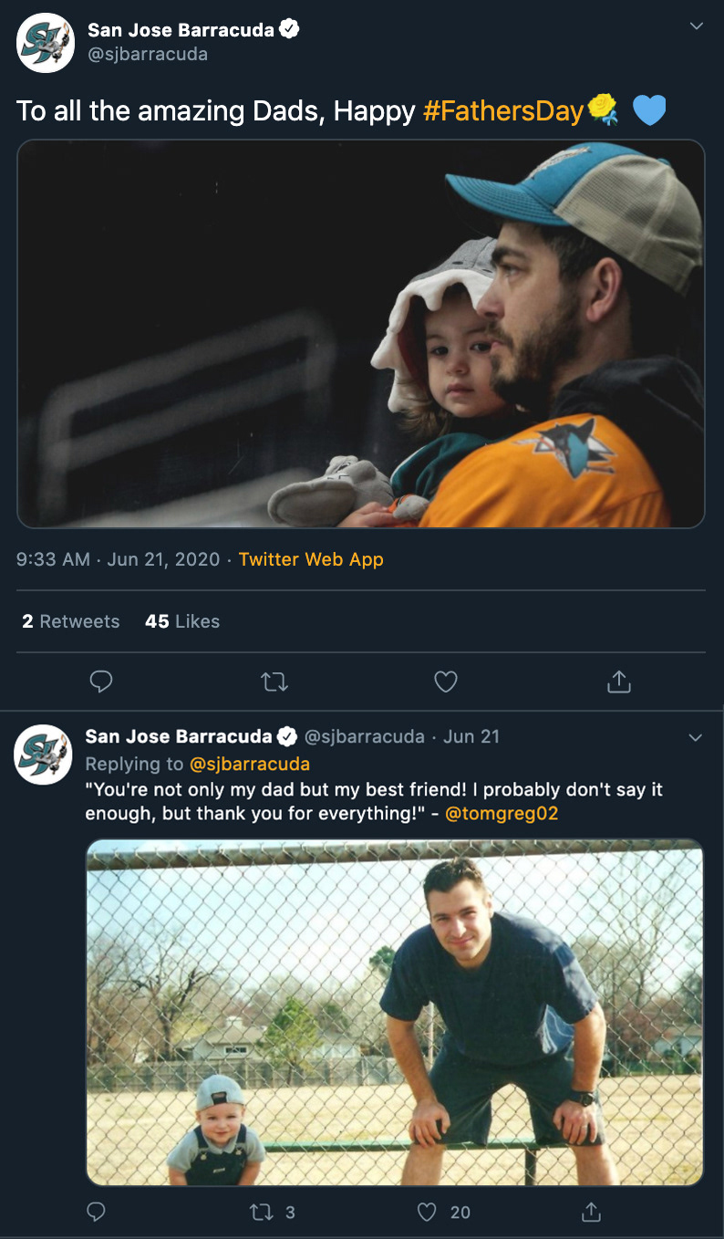 A short, player letter to their fathers along with a personal photo