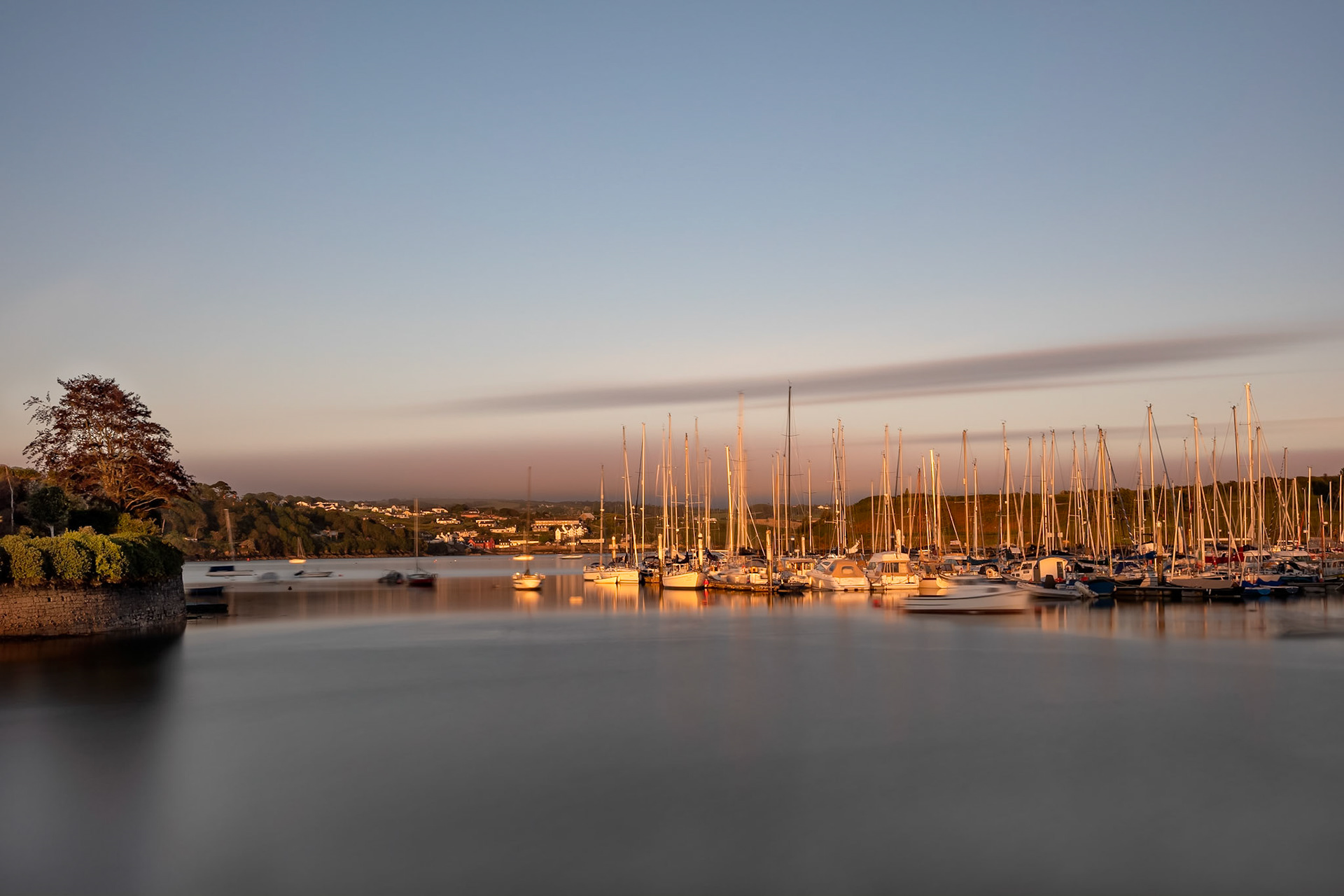 A long exposure of moored boats in Kinsale, County Cork