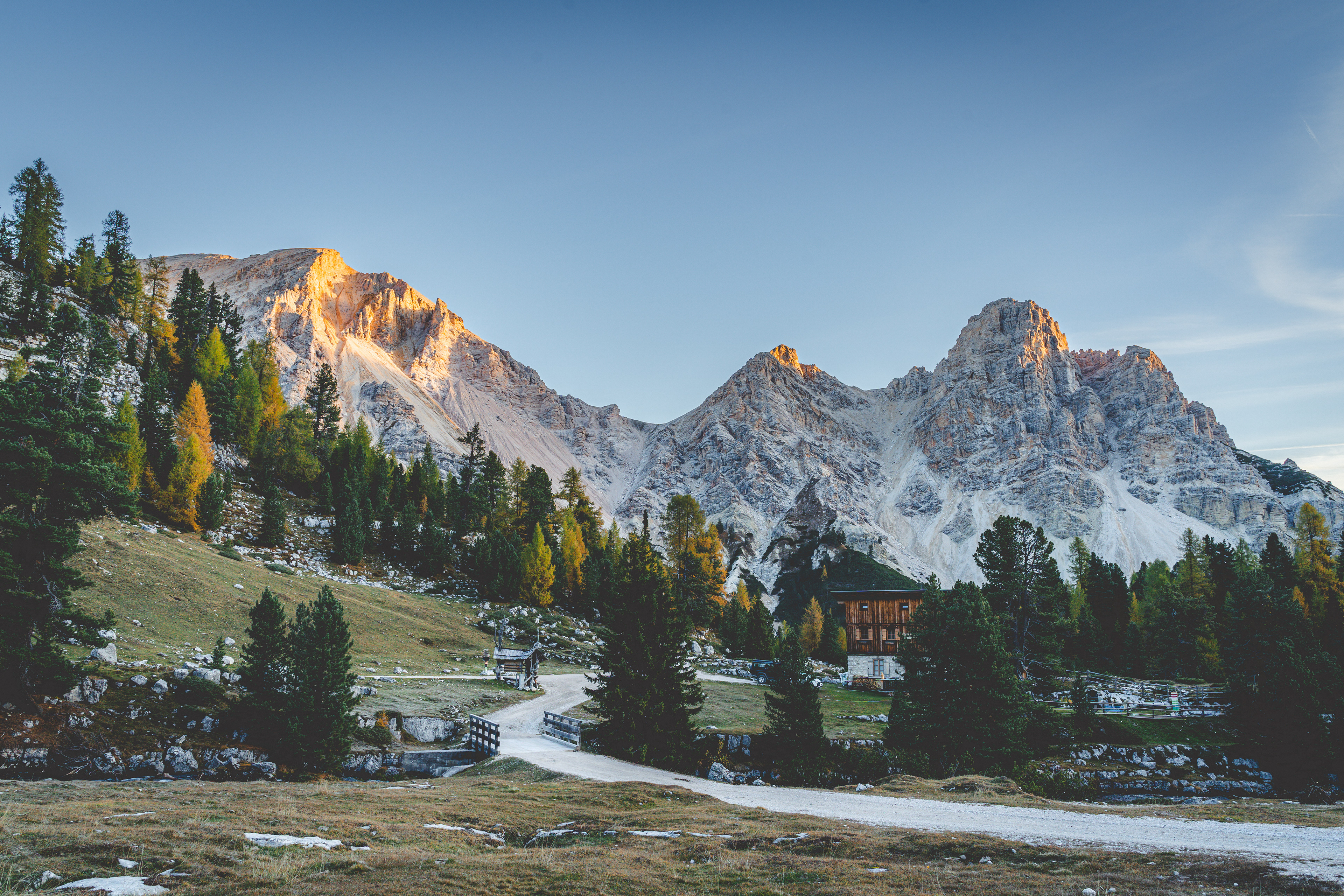 Sunrise of the Dolomite mountains 