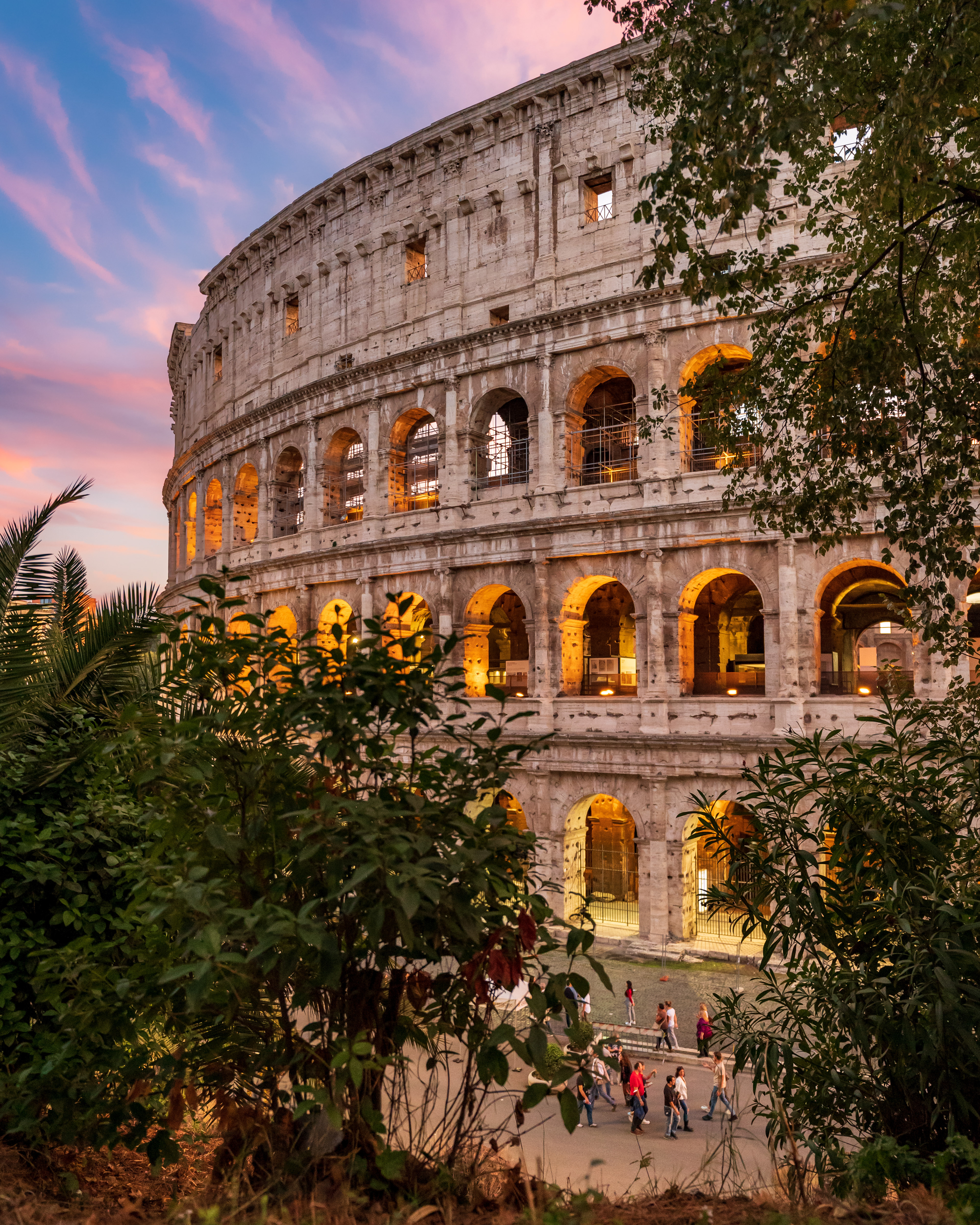 Sunset over the colosseum, Rome, Italy