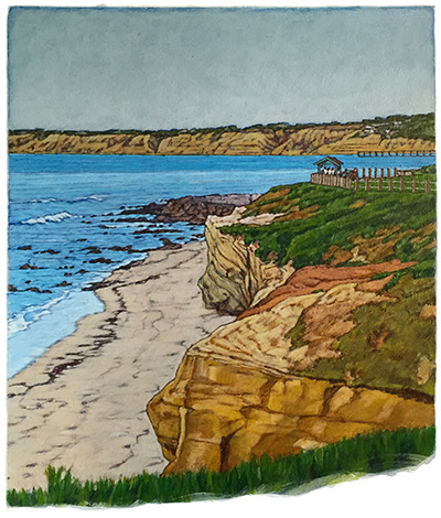 "La Jolla, California", acrylic on illustration board, 12" x 14"