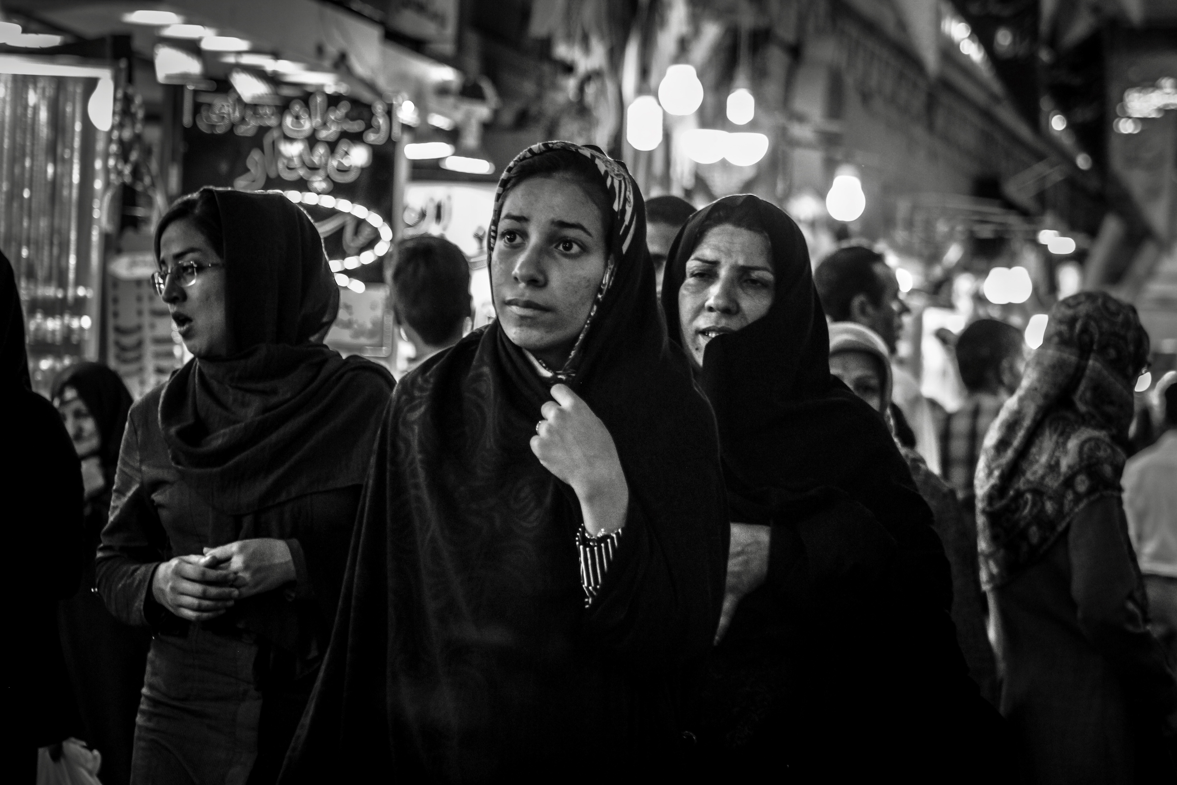 The crowds in the marketplace of Mashhad