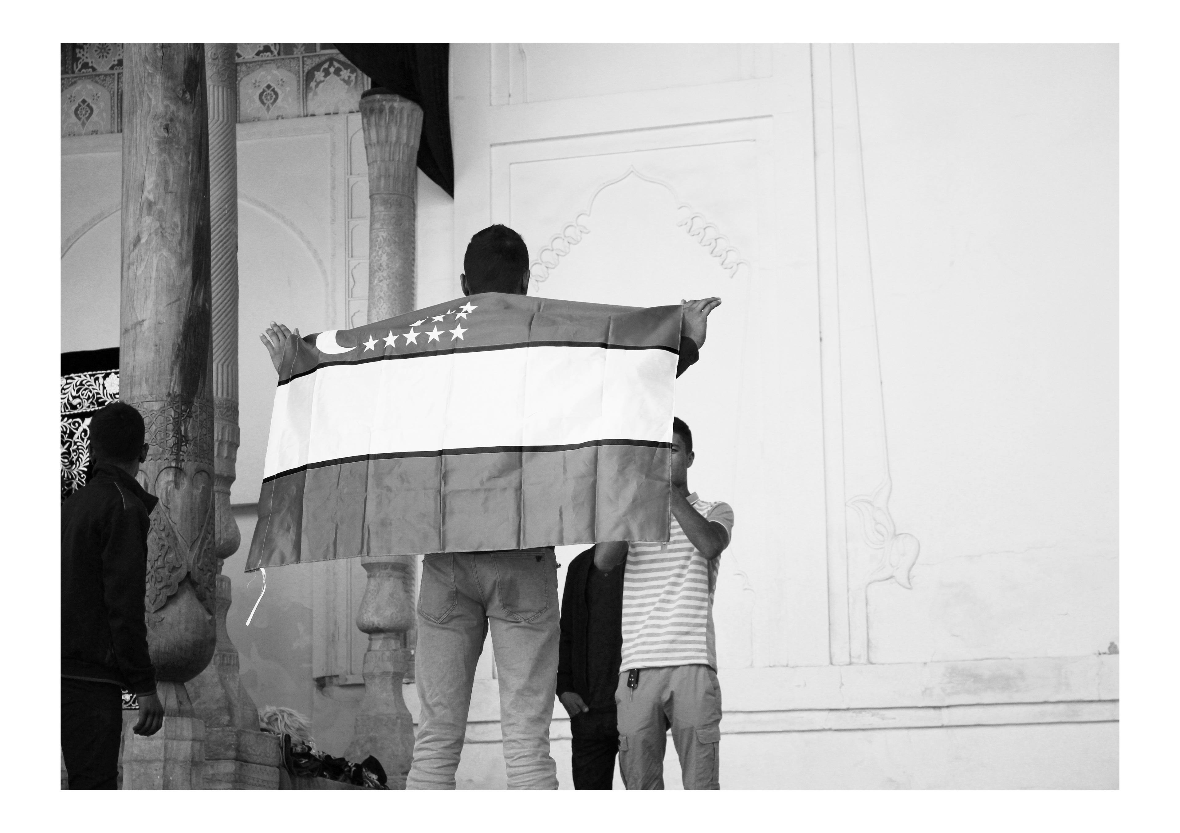 A very patriotic Uzbec getting his photo taken inside the ark