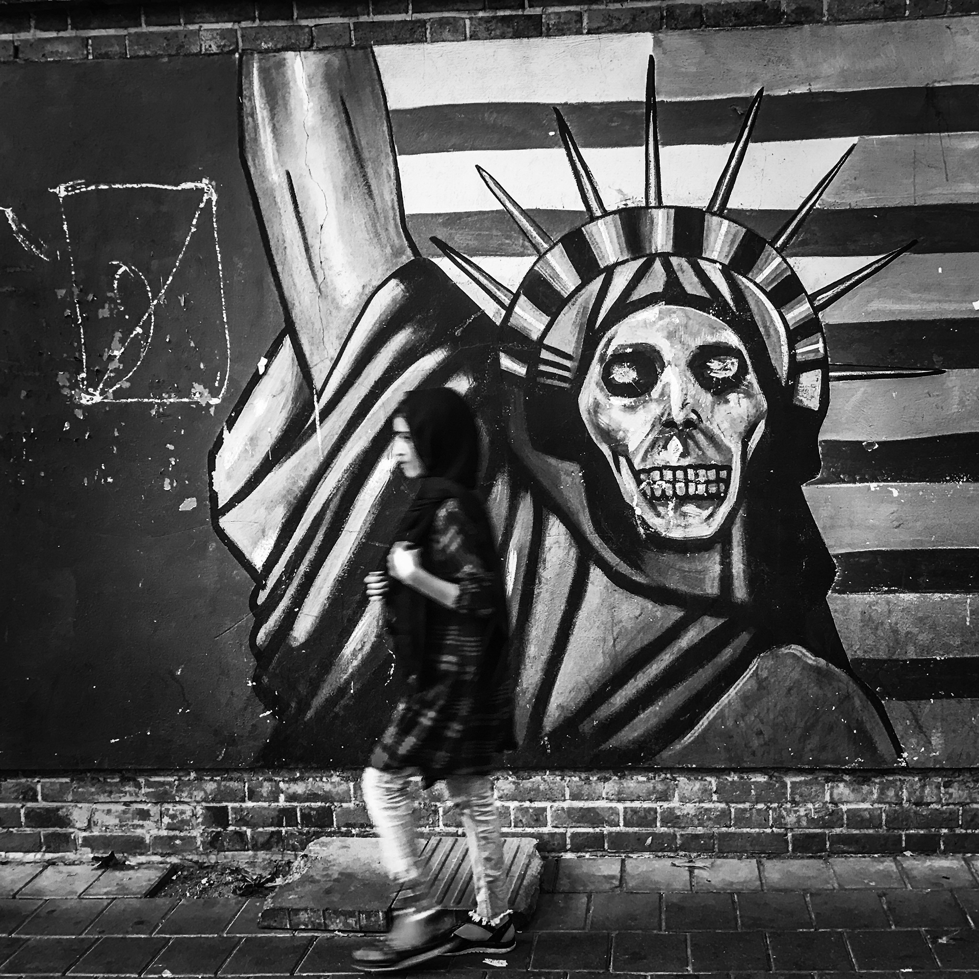 Graffiti on the walls of the old U.S Embassy