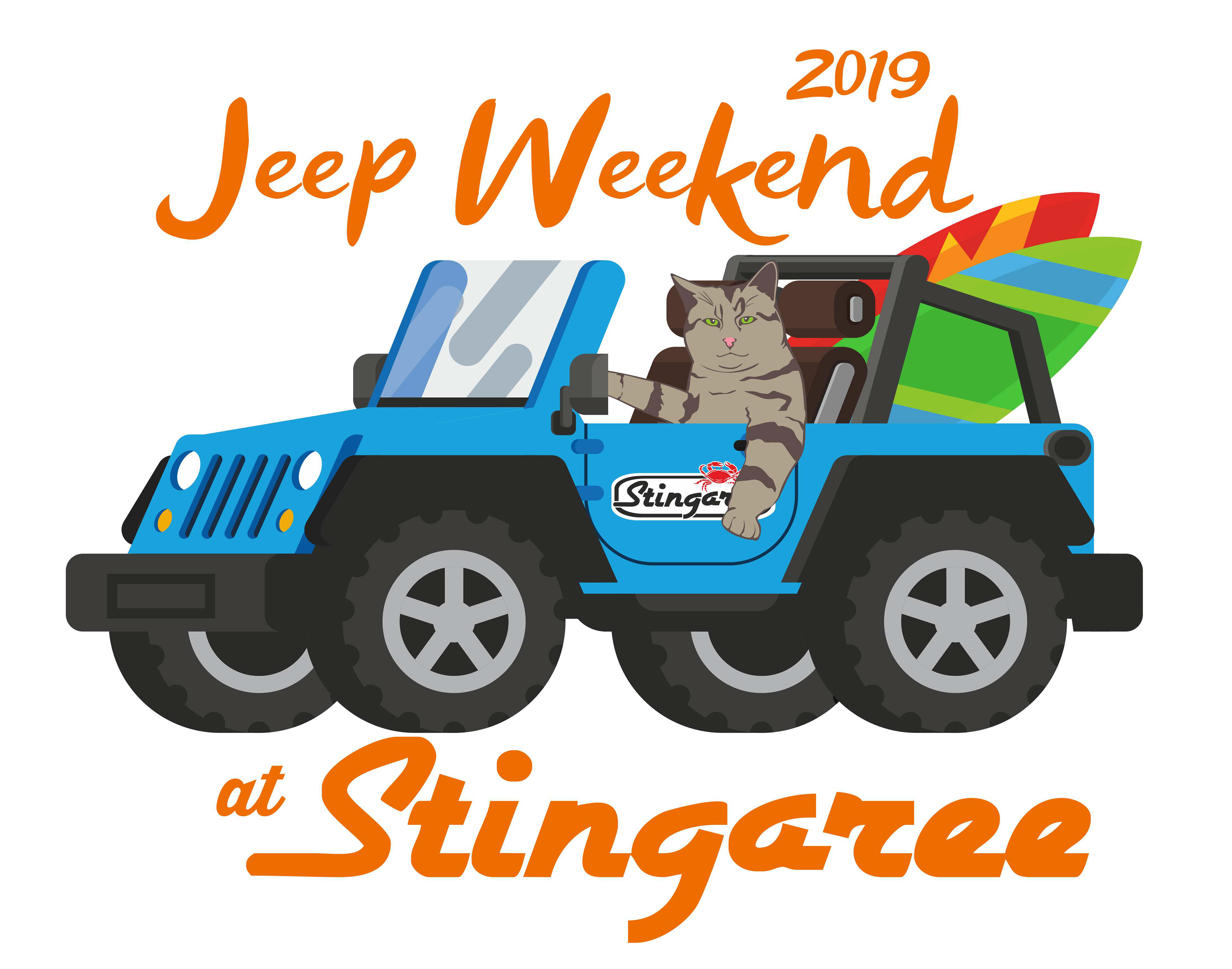 The jeep was downloaded from Shutterstock and the cat and restuarant logo was added to make a t-shirt design.