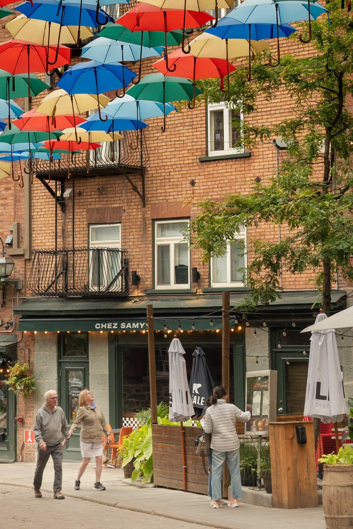 Couple on an early morning walk in old town Quebec