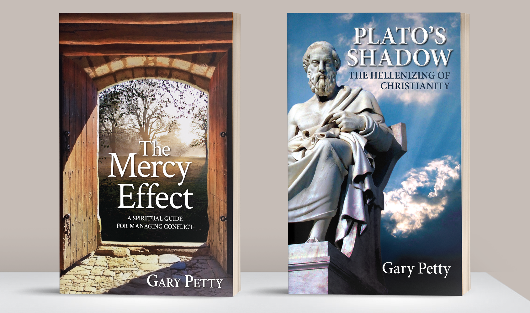 The Mercy Effect and Plato's Shadow by Gary Petty. Design of the book covers and interiors.