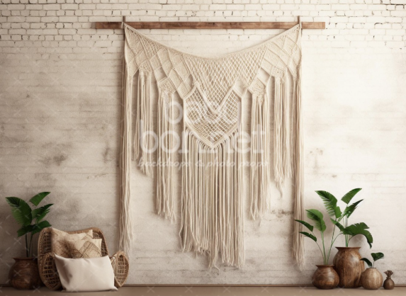 Macramé et mur de brique