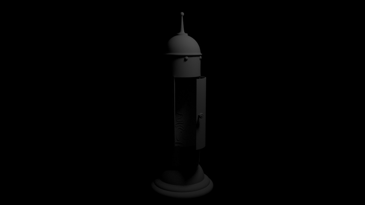 Simple model and singular light test of "botcan", originally a device that held robots in the game universe