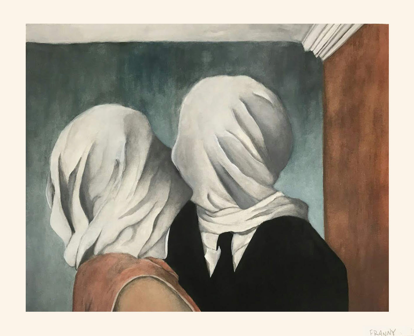 RENE MAGRITTE "THE LOVERS" - GOUACHE 11X17