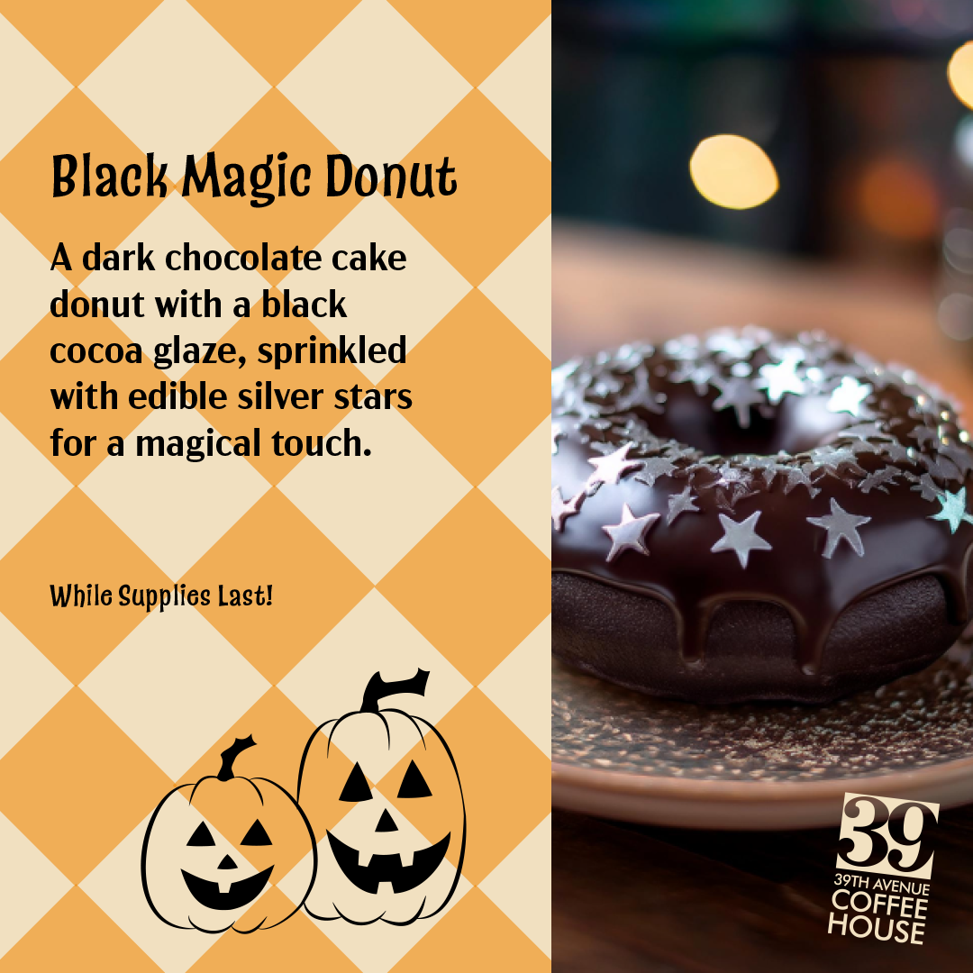 Social Media Square Post: Black Magic Donut