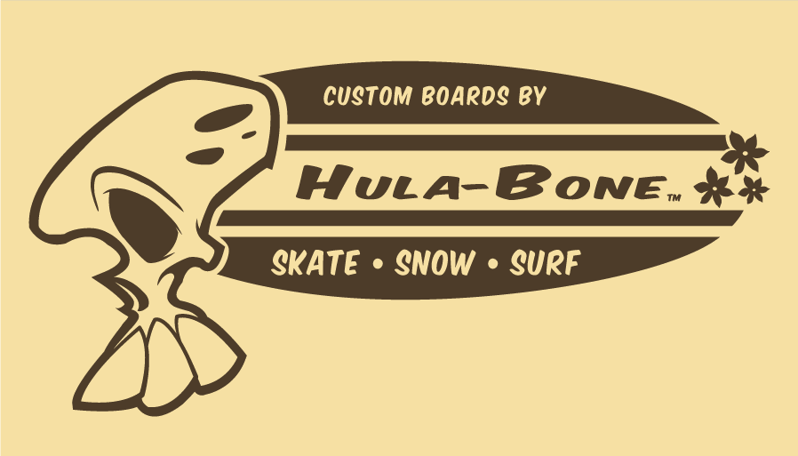 Logo for fictional board company Hula-Bone.