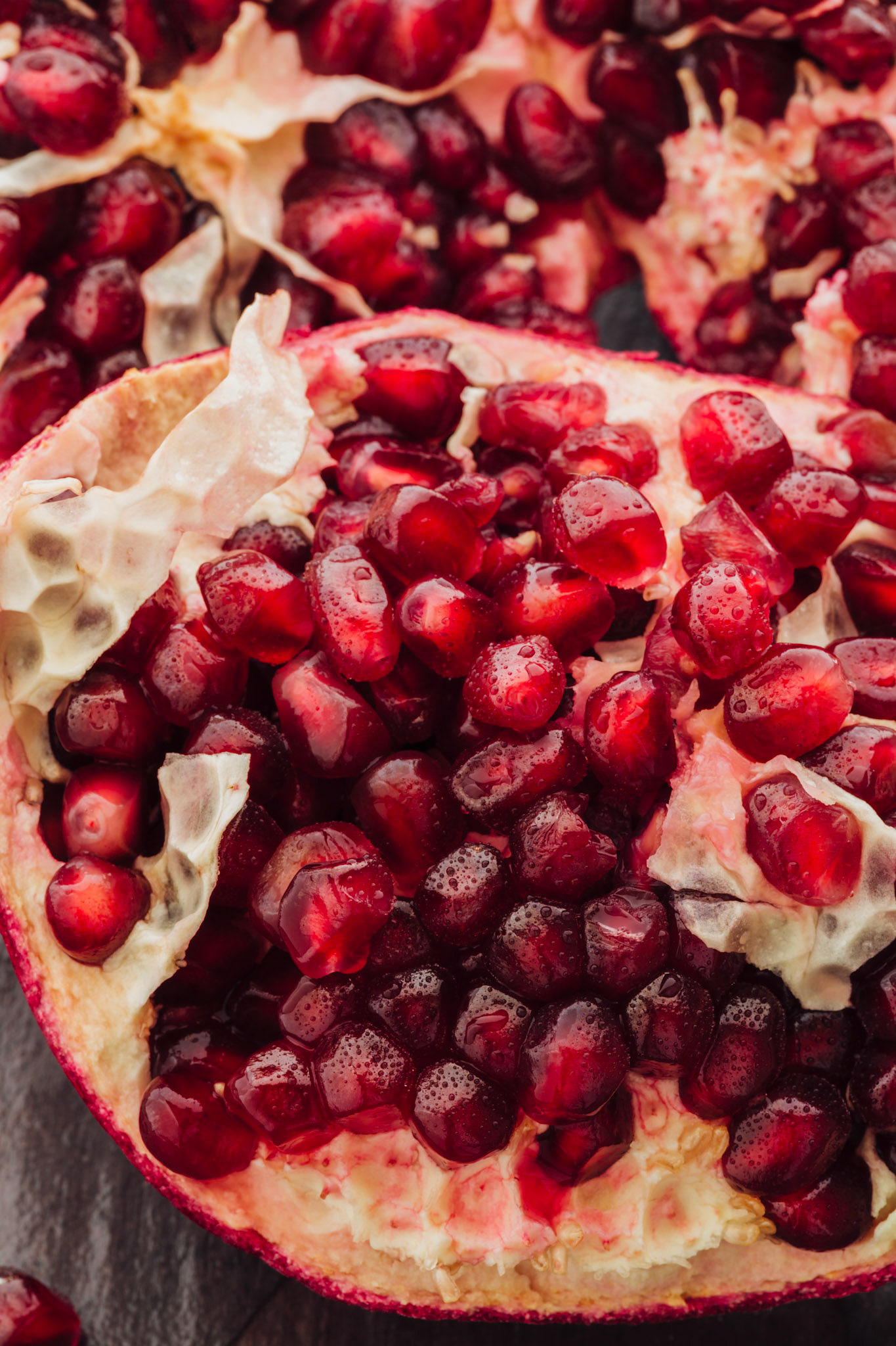 A freshly opened pomegranate fruit