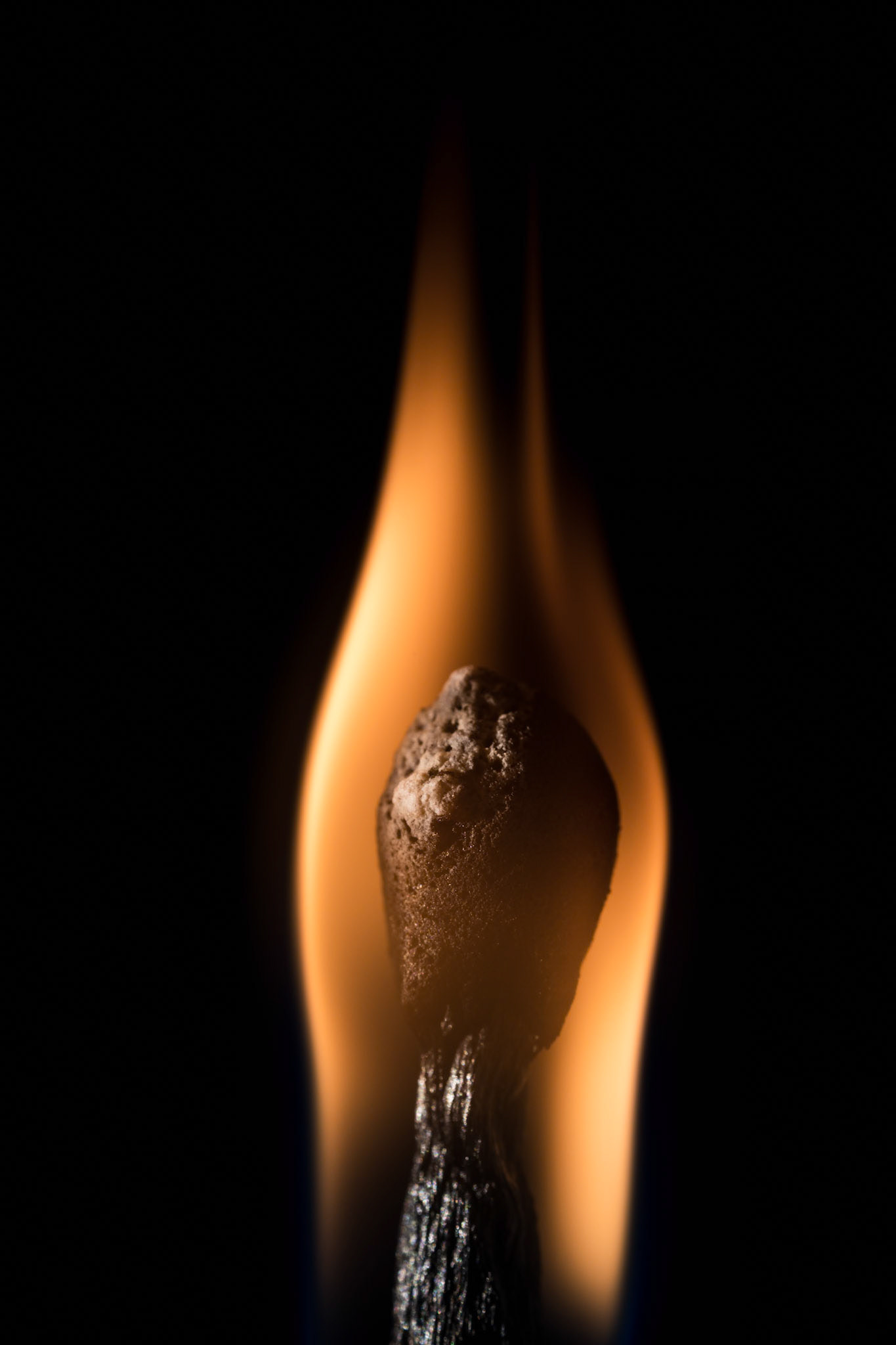 Close up of a match stick burning