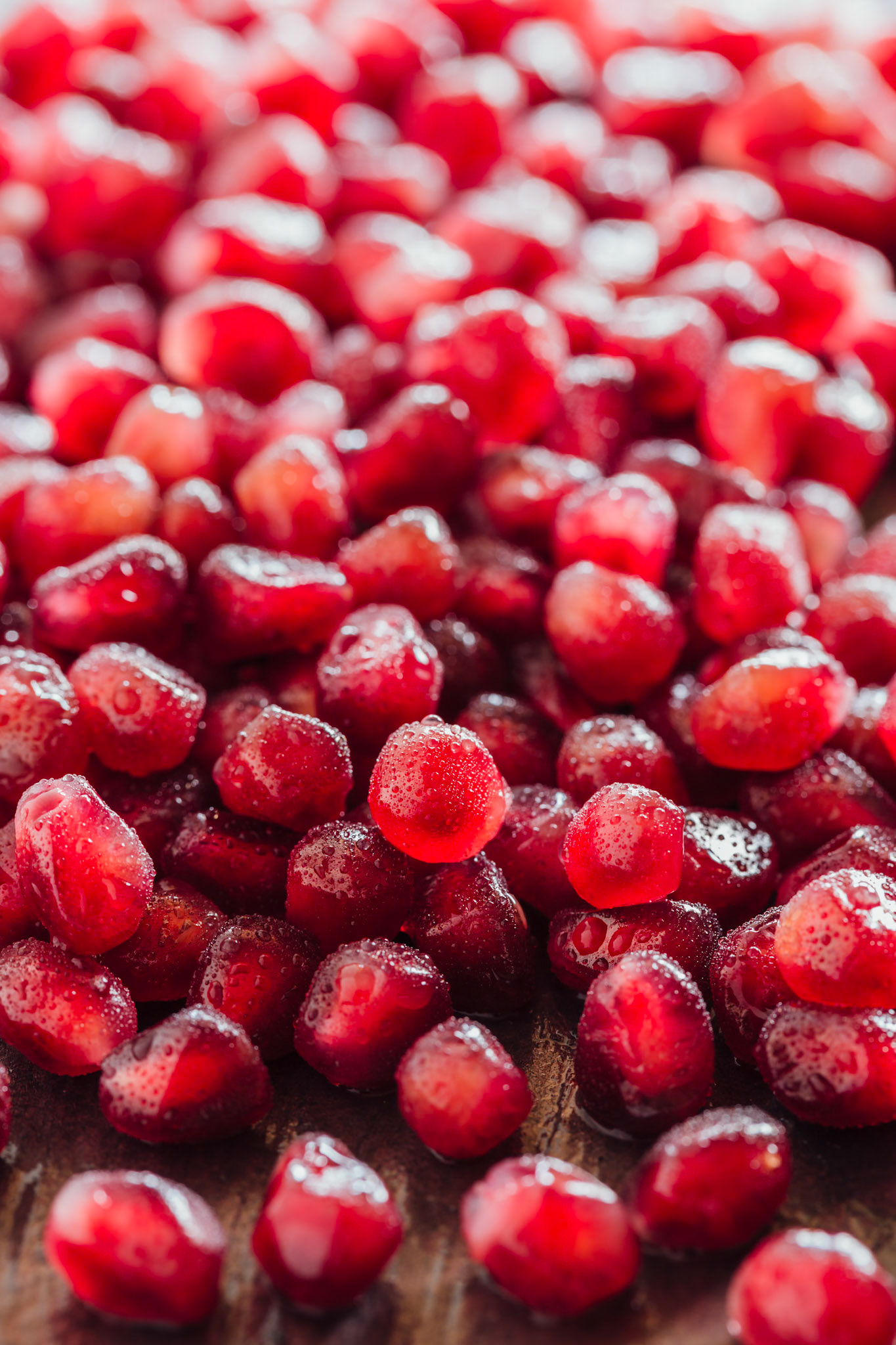 Freshly rinsed pomegranate seeds