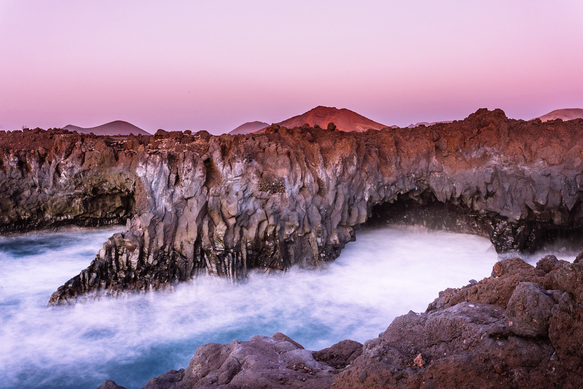 Los Hervideros lava cliffs and ocean waves, Lanzarote, Canary Islands, Spain