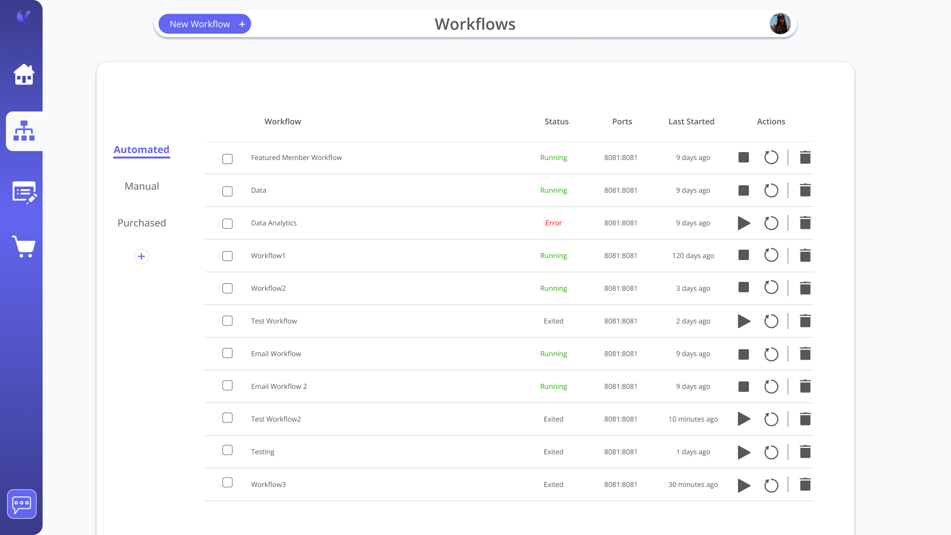 Workflow Manager Page