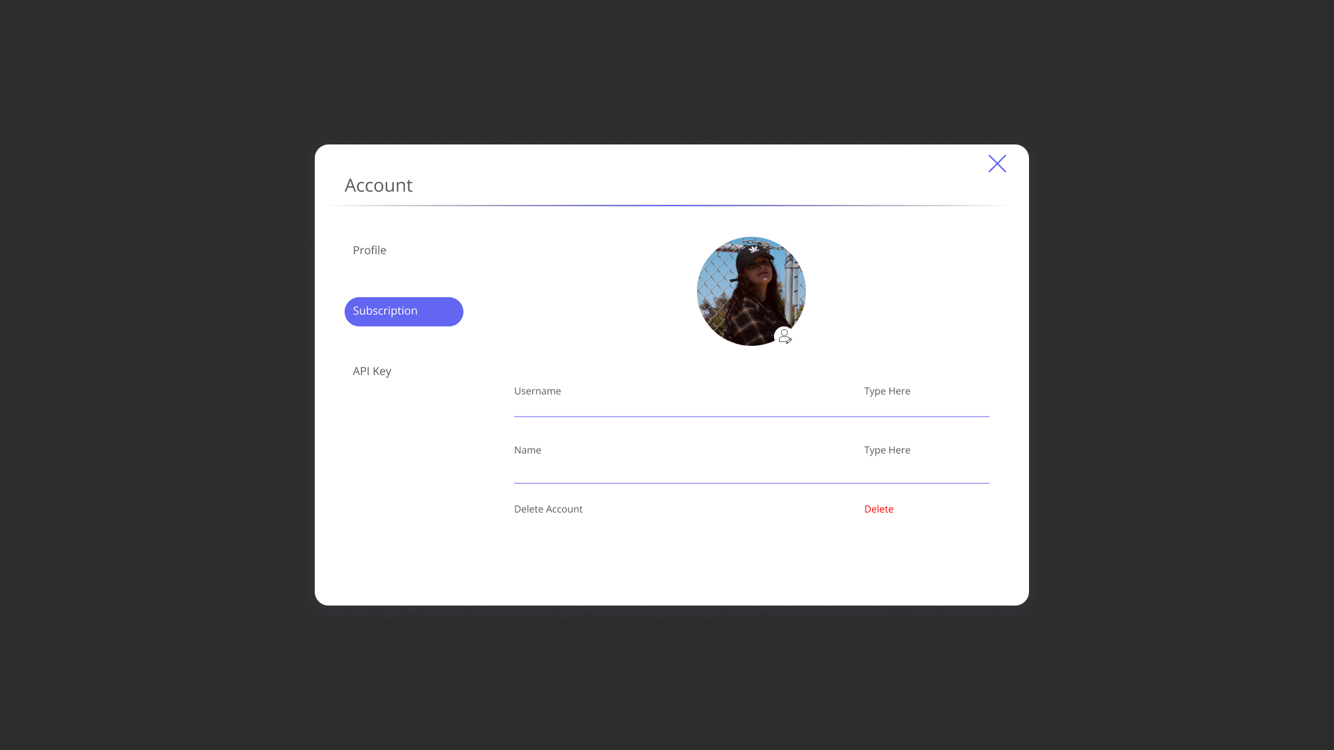 Account Modal - Subscription