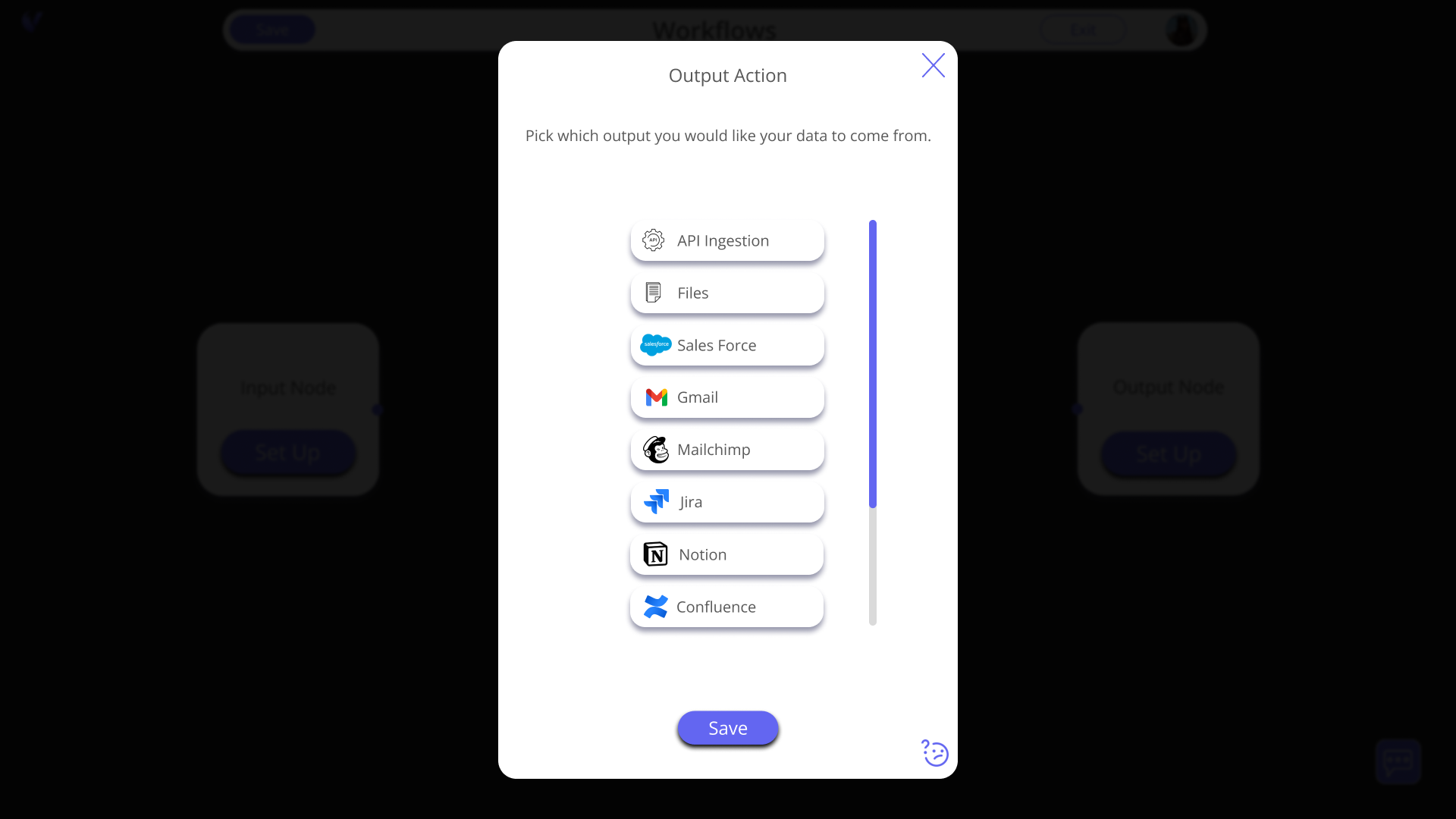 Workflow Editor - Output Selection