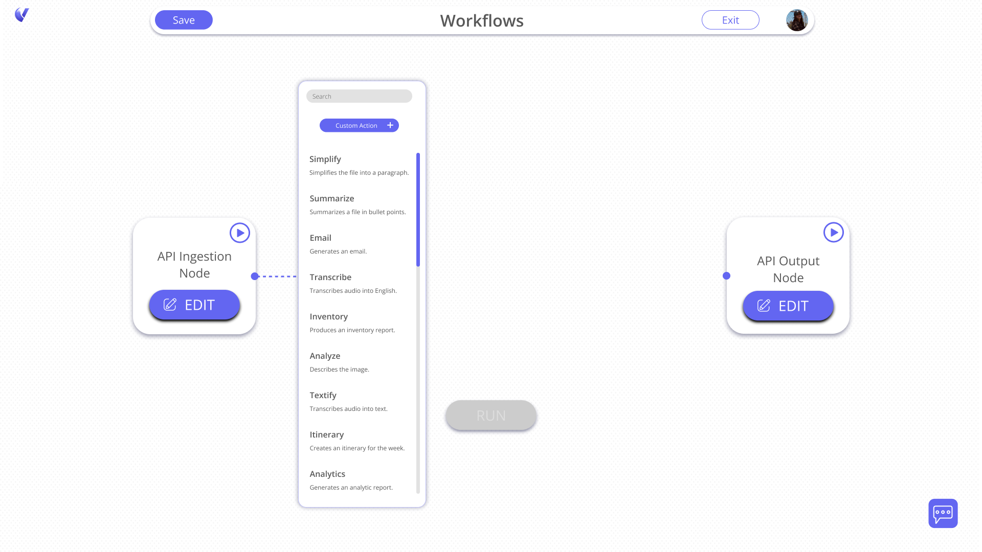Workflow Editor - Action Selection