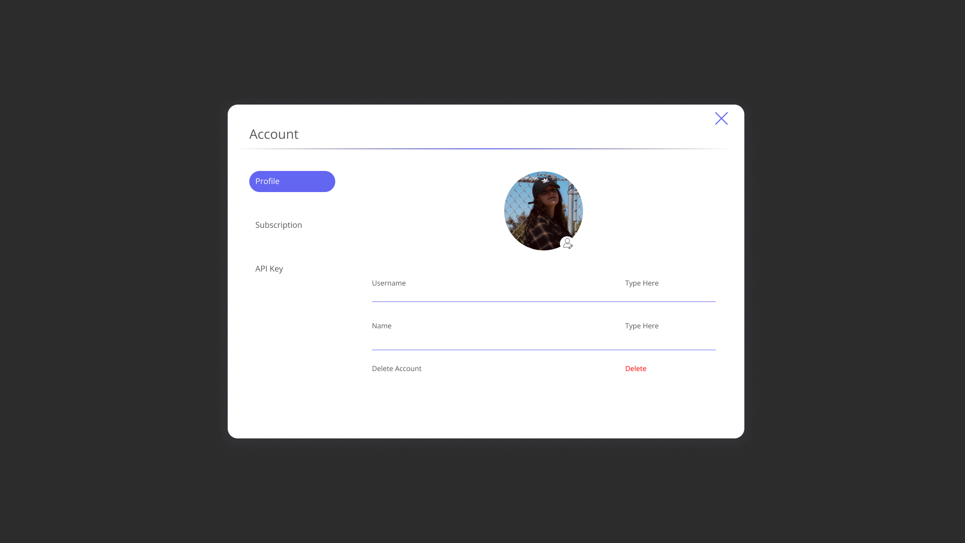 Account Modal - Profile