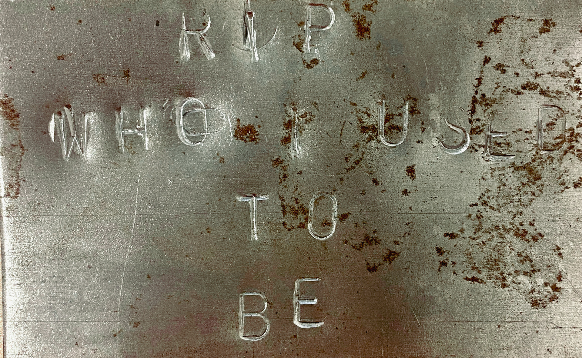 "RIP Who I Used to Be" Assemblage sculpture