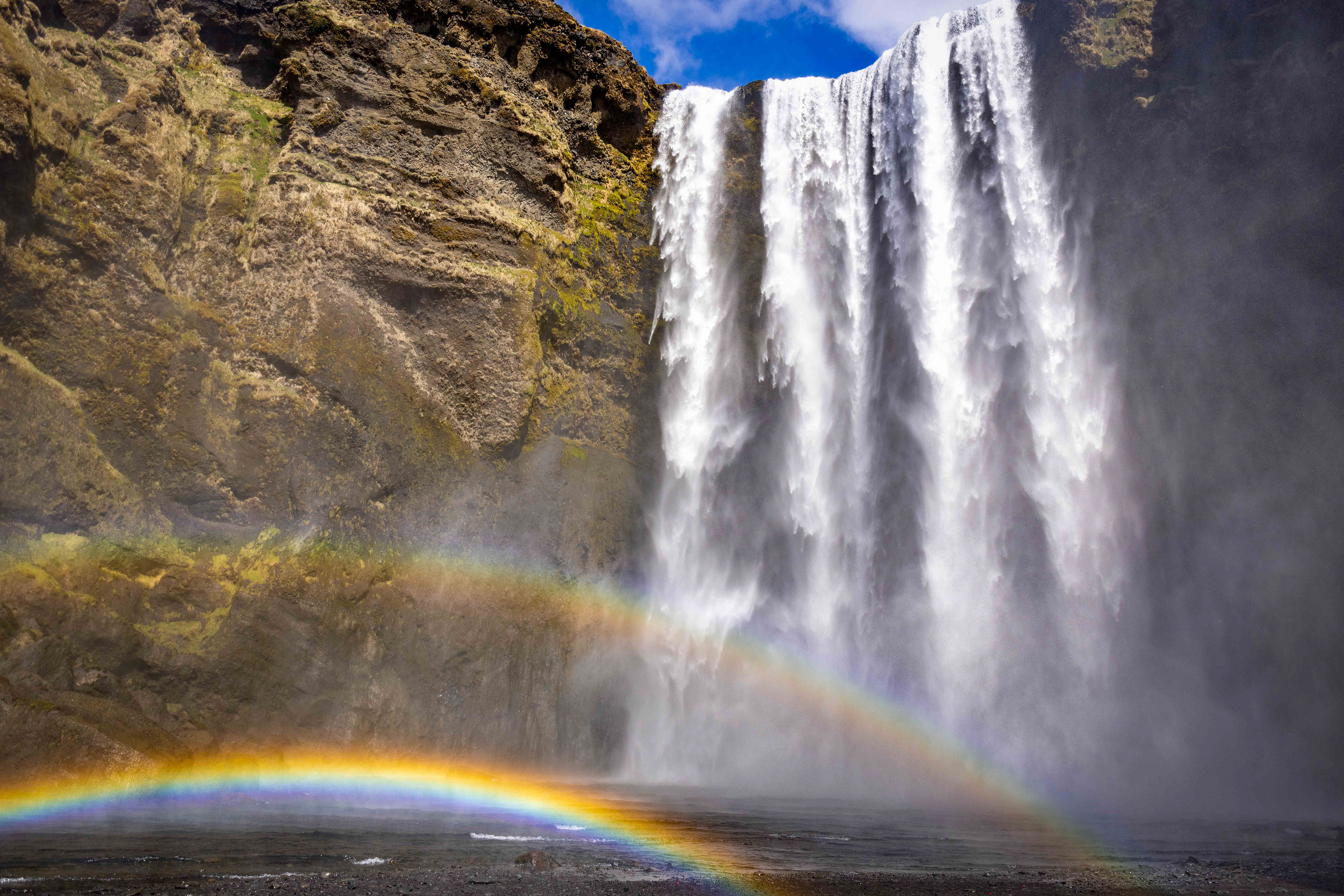 Skógafoss waterfall has a 60 meter vertical drop.