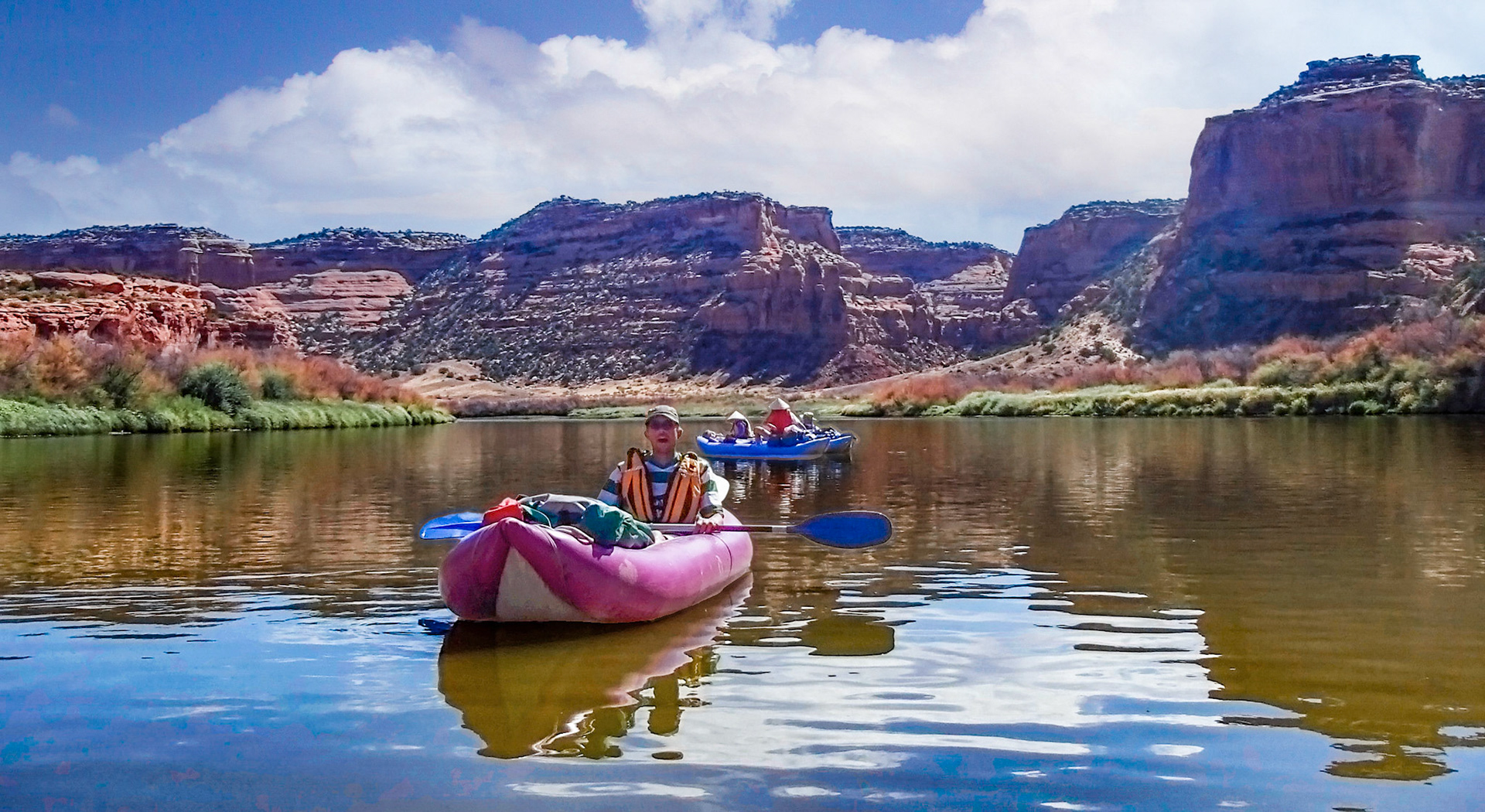 That's Bic and I behind my son, Michael in Ruby Canyon -Photo by Paul Parsons