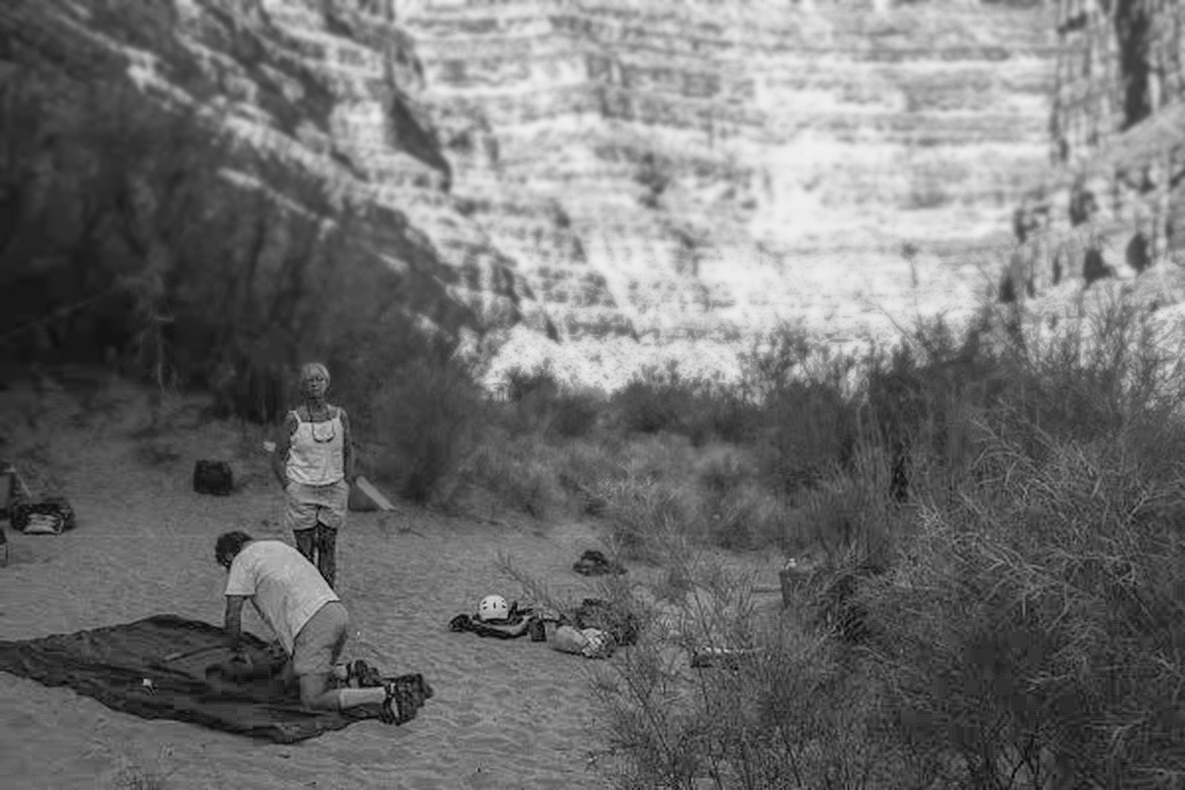 My sister, Ginger, at camp along the San Juan River