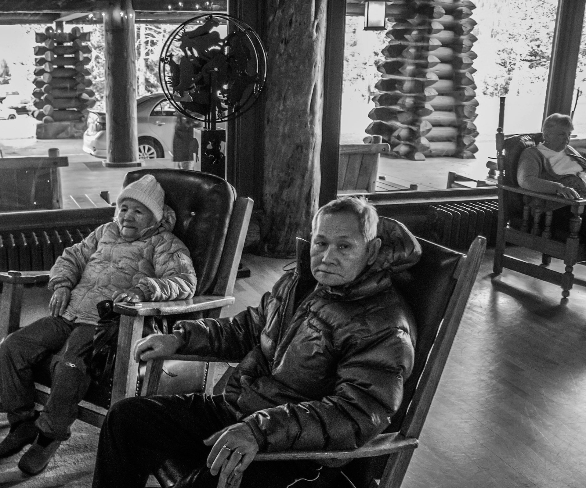 Taking a break at the Old Faithful Inn