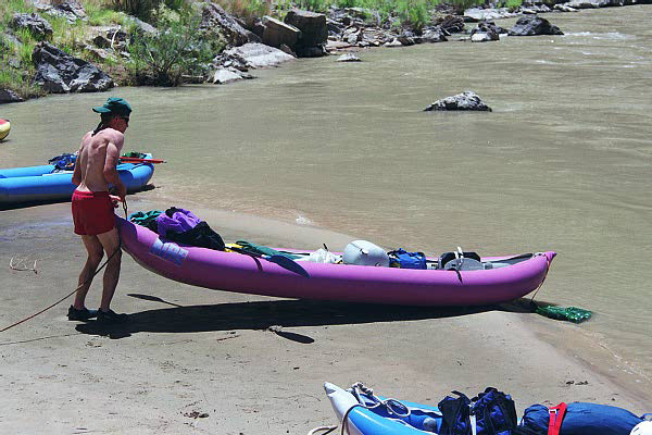 Mike launching his boat on the San Juan River