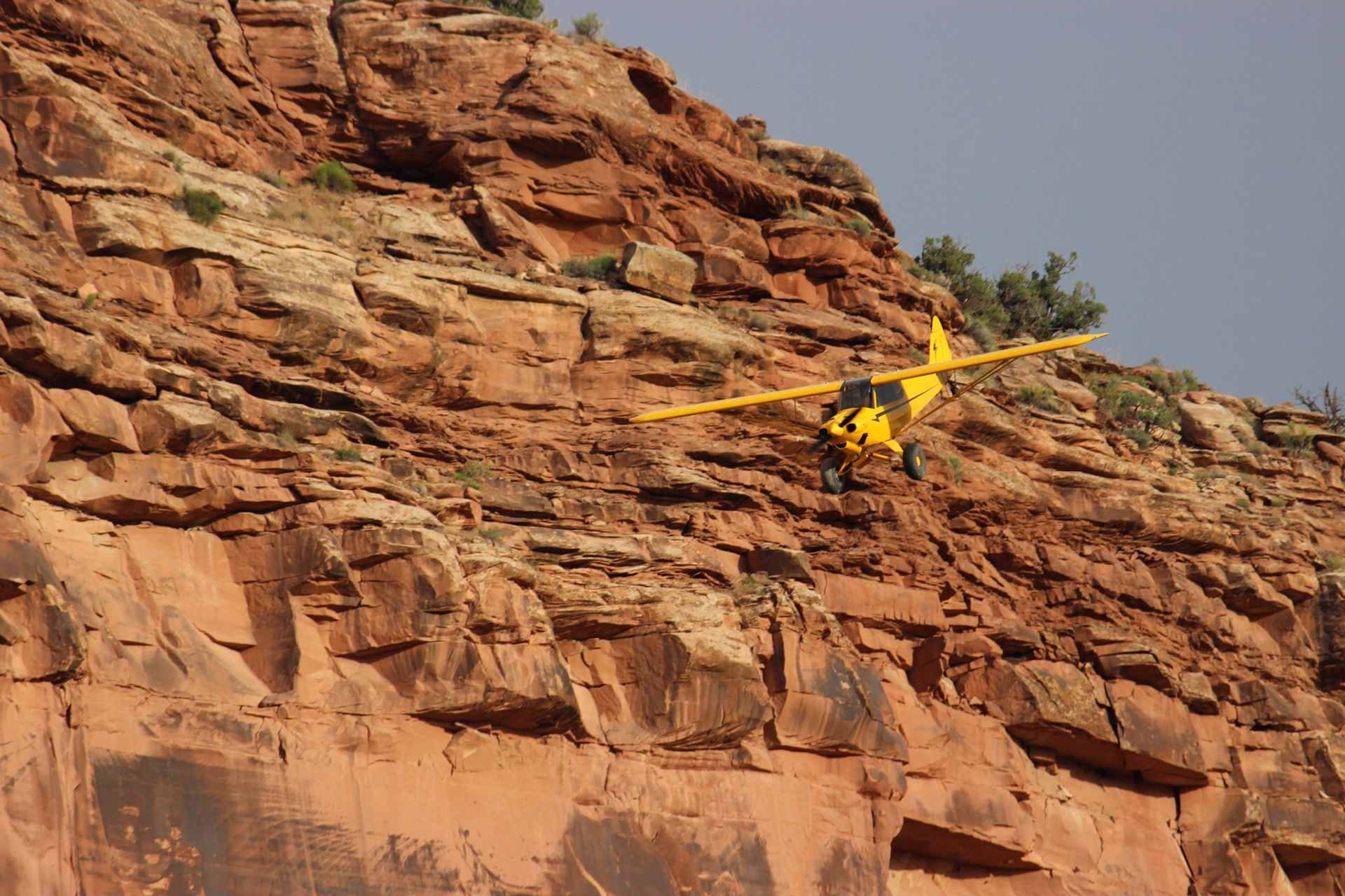 During breakfast a plane flew into the canyon.