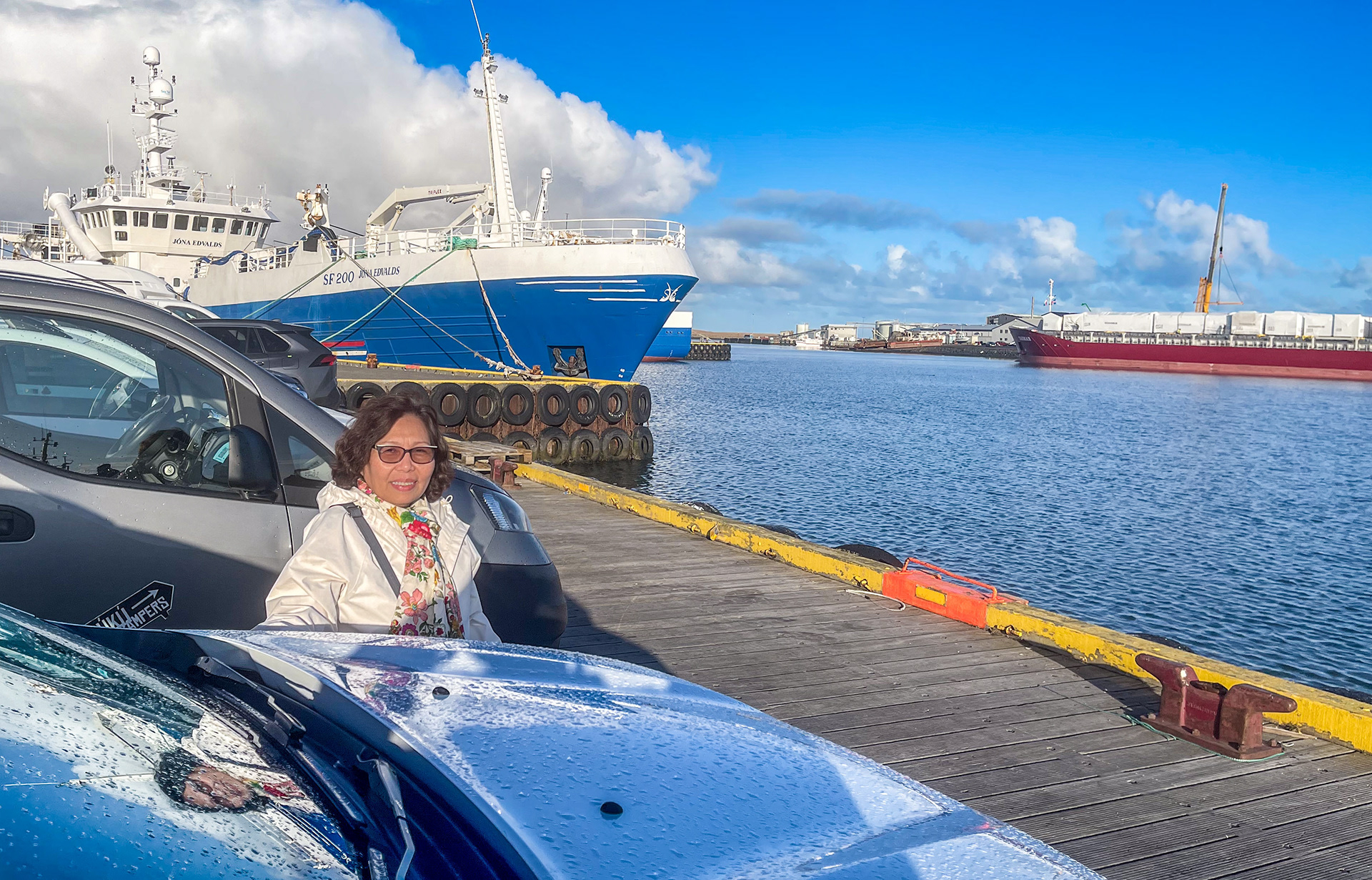 Bicky at the dock on Iceland's southeast coast in Hofn
