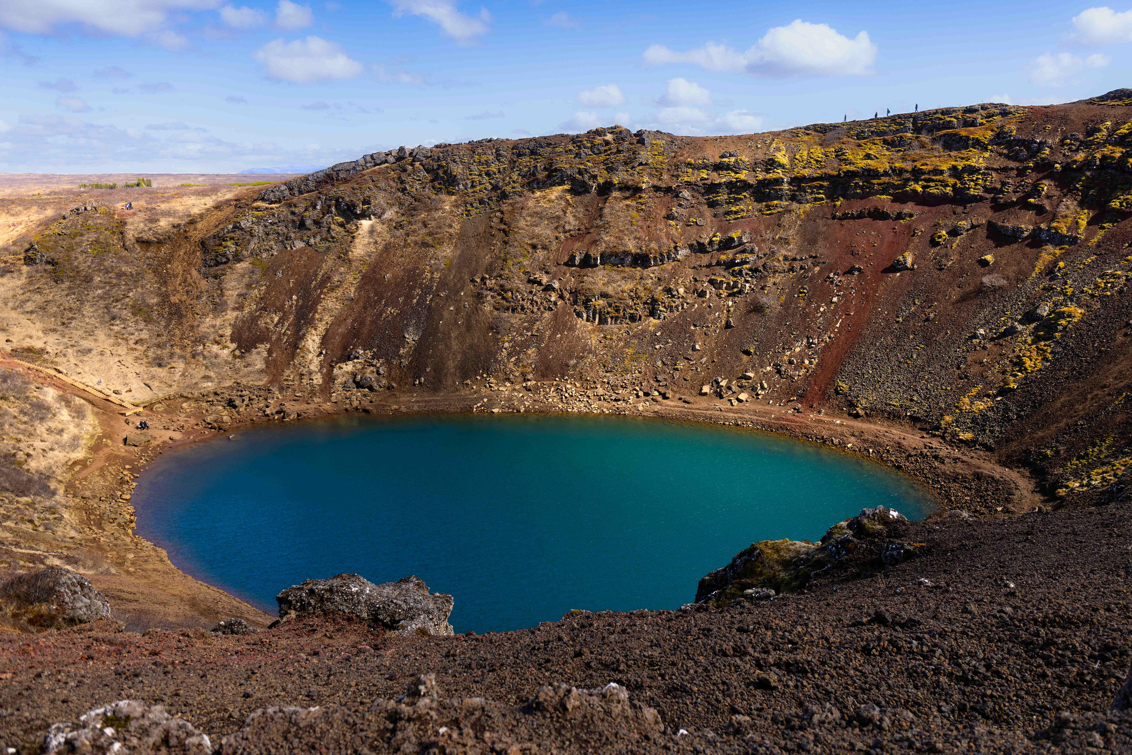 Kerið crater formed about 5,000 years ago when a cone volcano collapsed into its magma chamber..