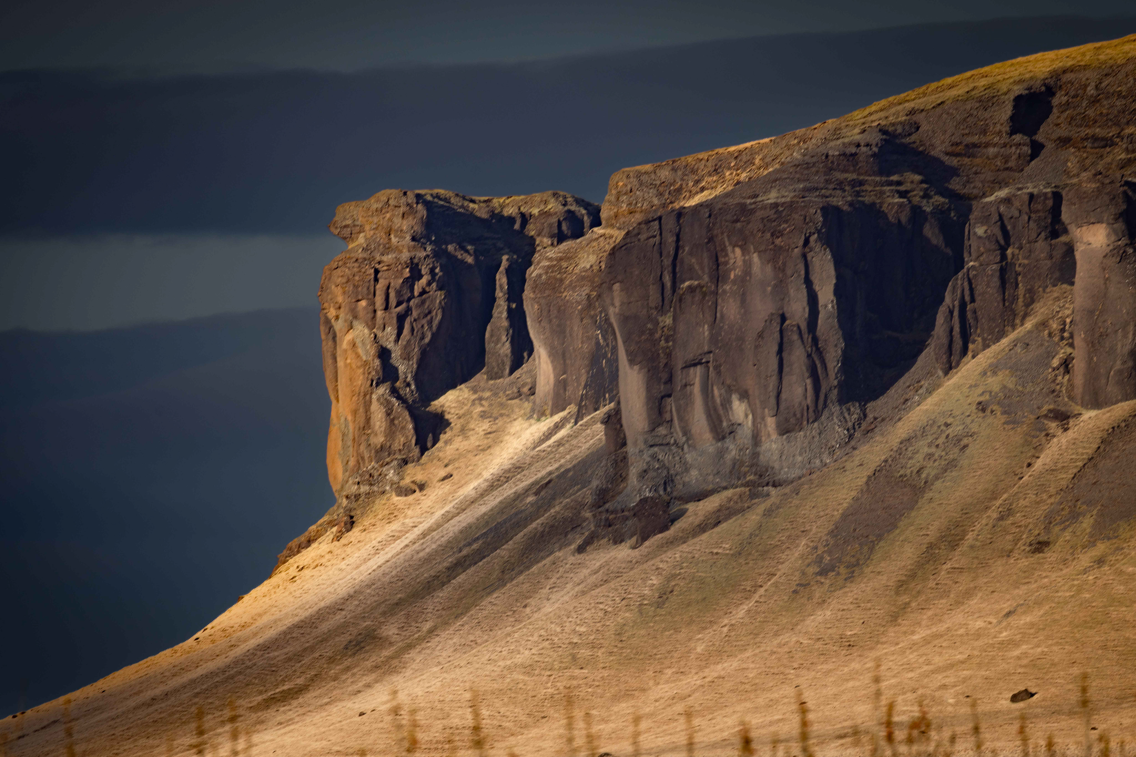 Hörgslandsklettar's basalt cliffs near Hörgsland Guesthouse on the south coast