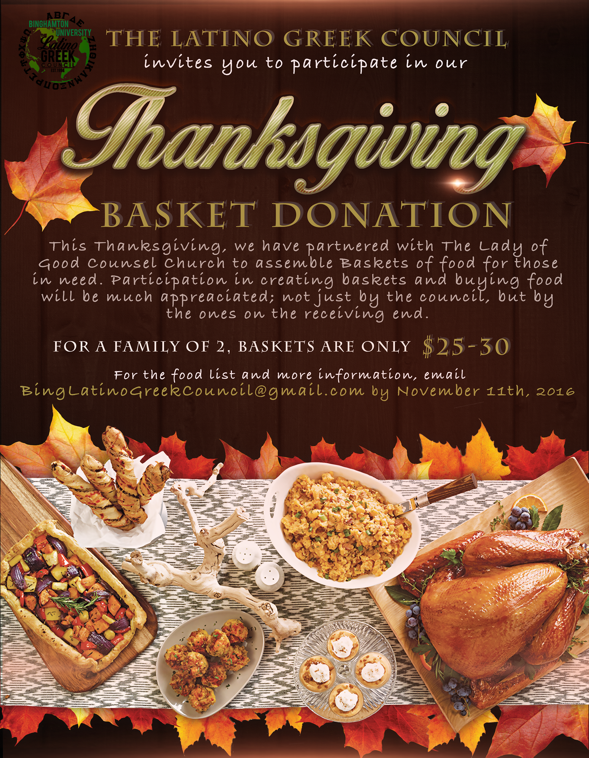 Latino Greek Council Thanksgiving Basket Donation