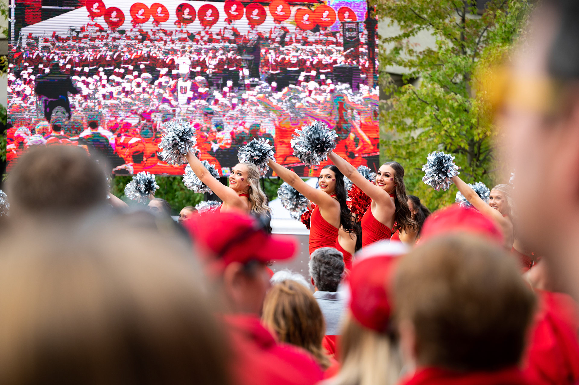 Members of the University of Wisconsin-Madison Spirit Squad perform during Badger Bash at Union South at the University of Wisconsin-Madison on Sept. 16, 2023. (Photo by MK Denton / UW–Madison)