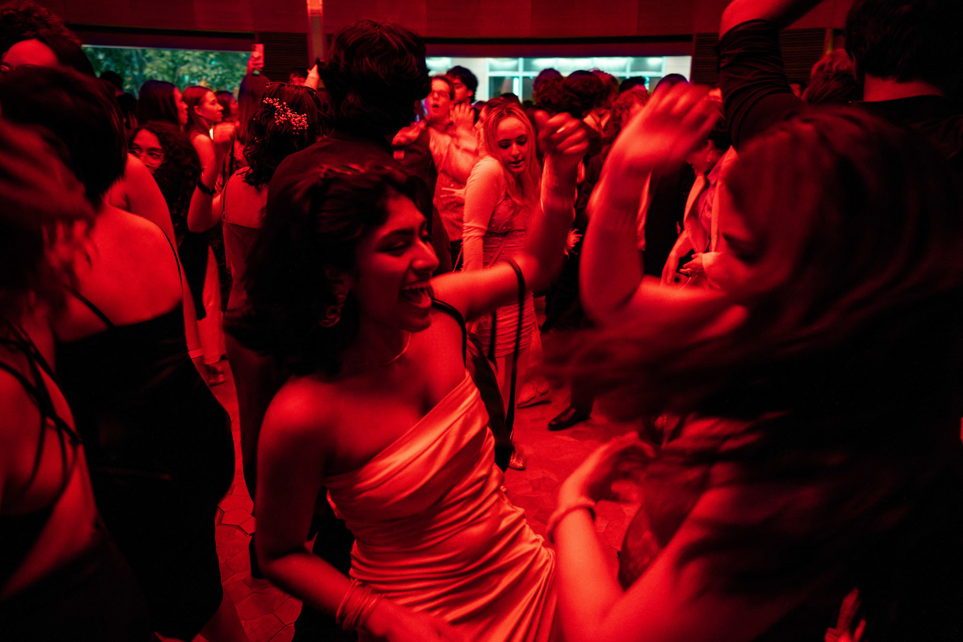 Two UW-Madison seniors dance together at the Class of 2024’s Senior Prom at the University of Wisconsin–Madison on April 13, 2024. (Photo by MK Denton / UW–Madison)