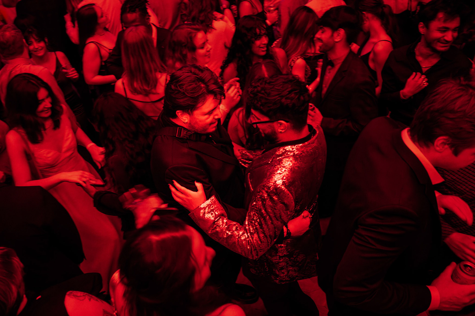 Two UW-Madison seniors dance together at the Class of 2024’s Senior Prom at the University of Wisconsin–Madison on April 13, 2024. (Photo by MK Denton / UW–Madison)
